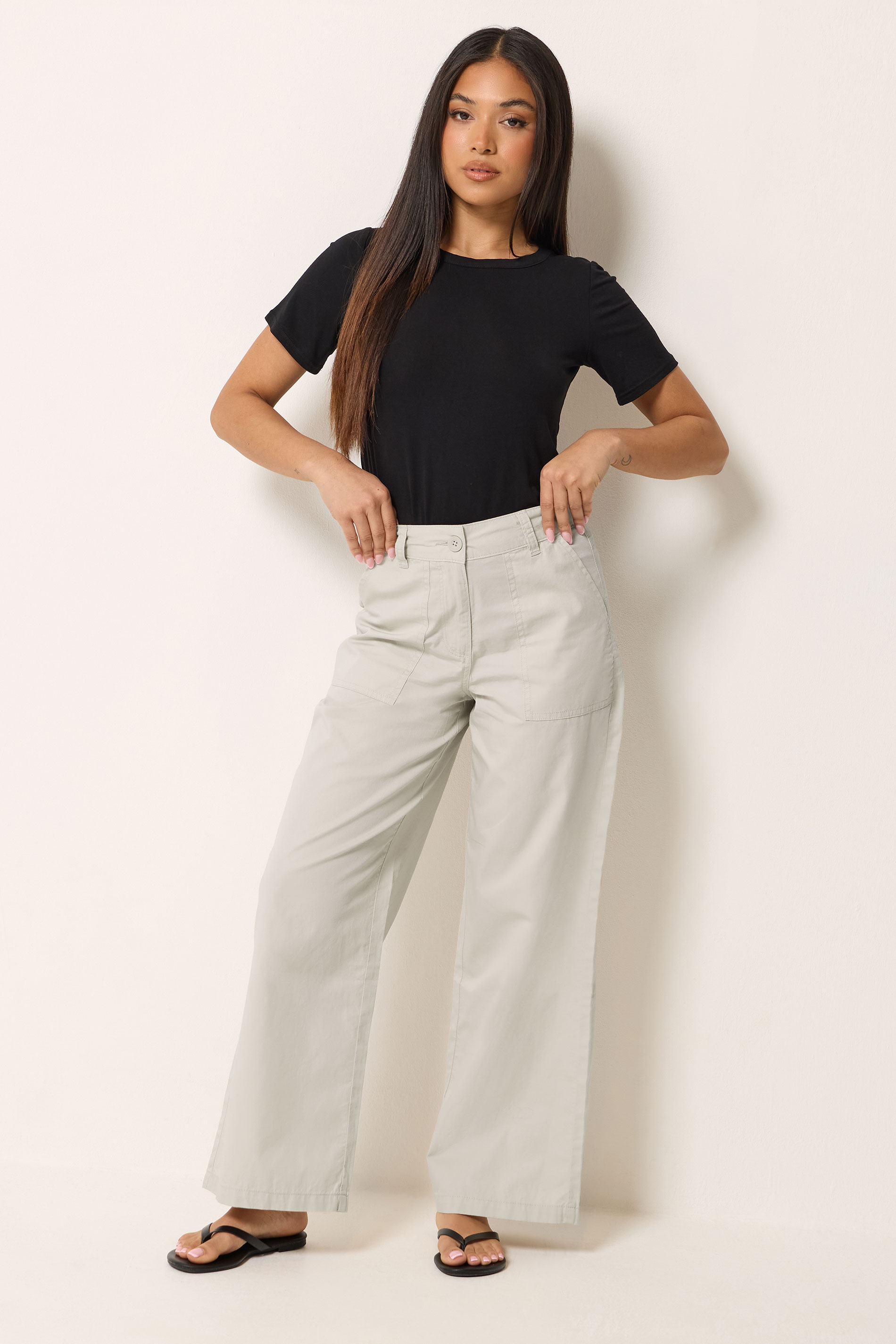 M&Co Petite Natural Brown Wide Leg Cargo Trousers | M&Co 1