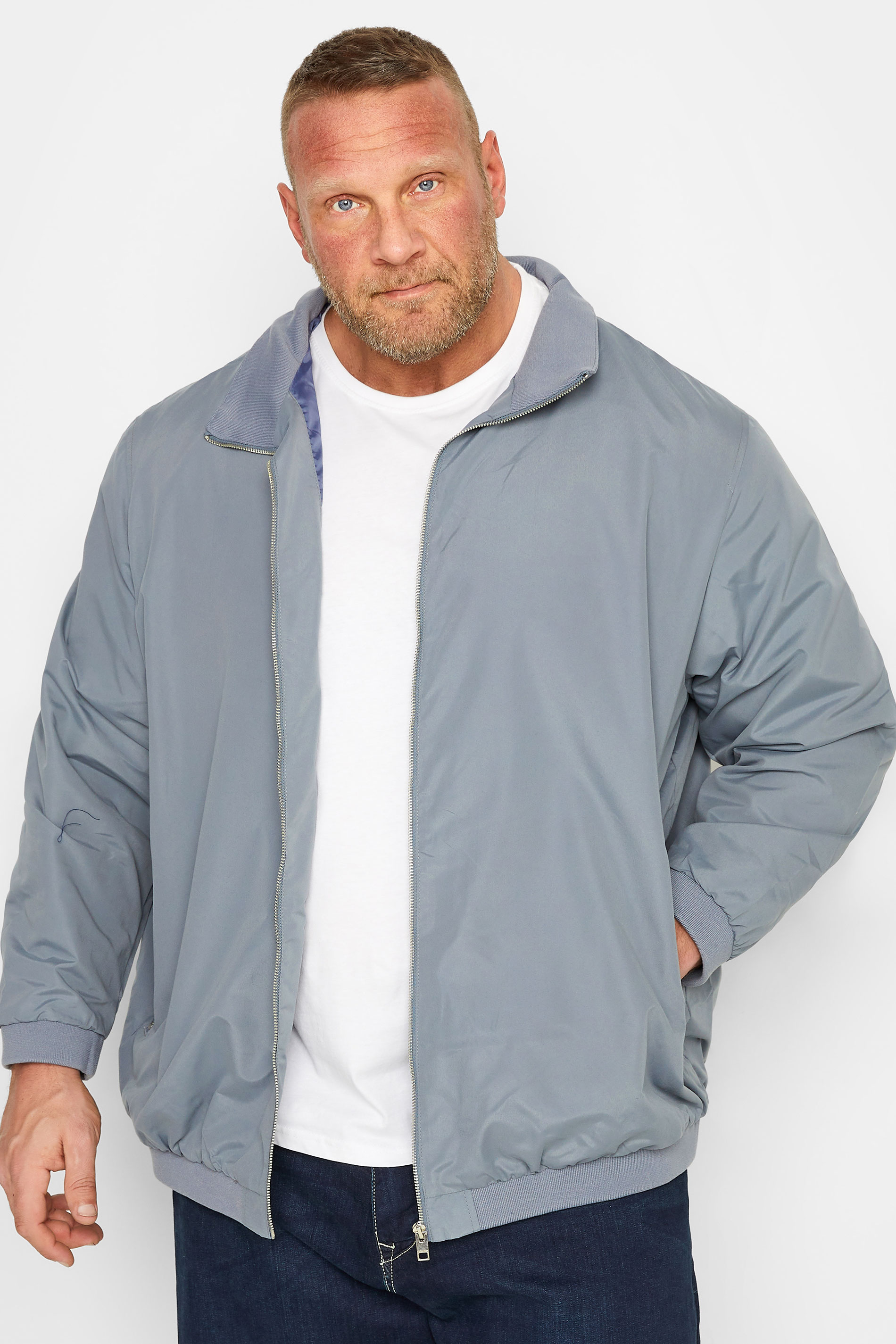 JACK & JONES Big & Tall Grey Harrington Jacket | BadRhino 1