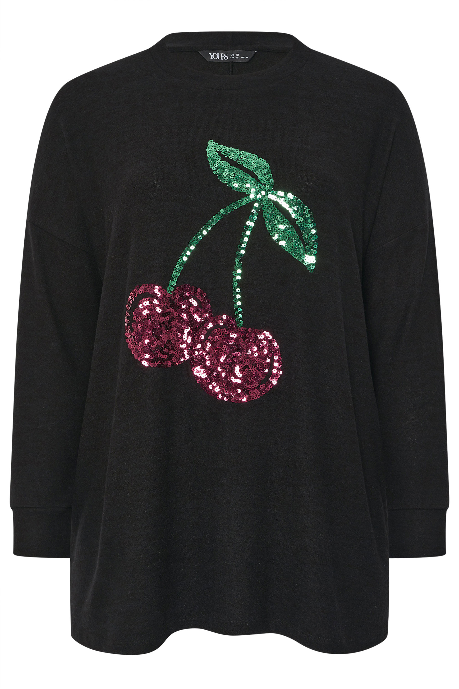 YOURS Plus Size Black Cherry Sequin Embellished Jumper | Yours Clothing 5