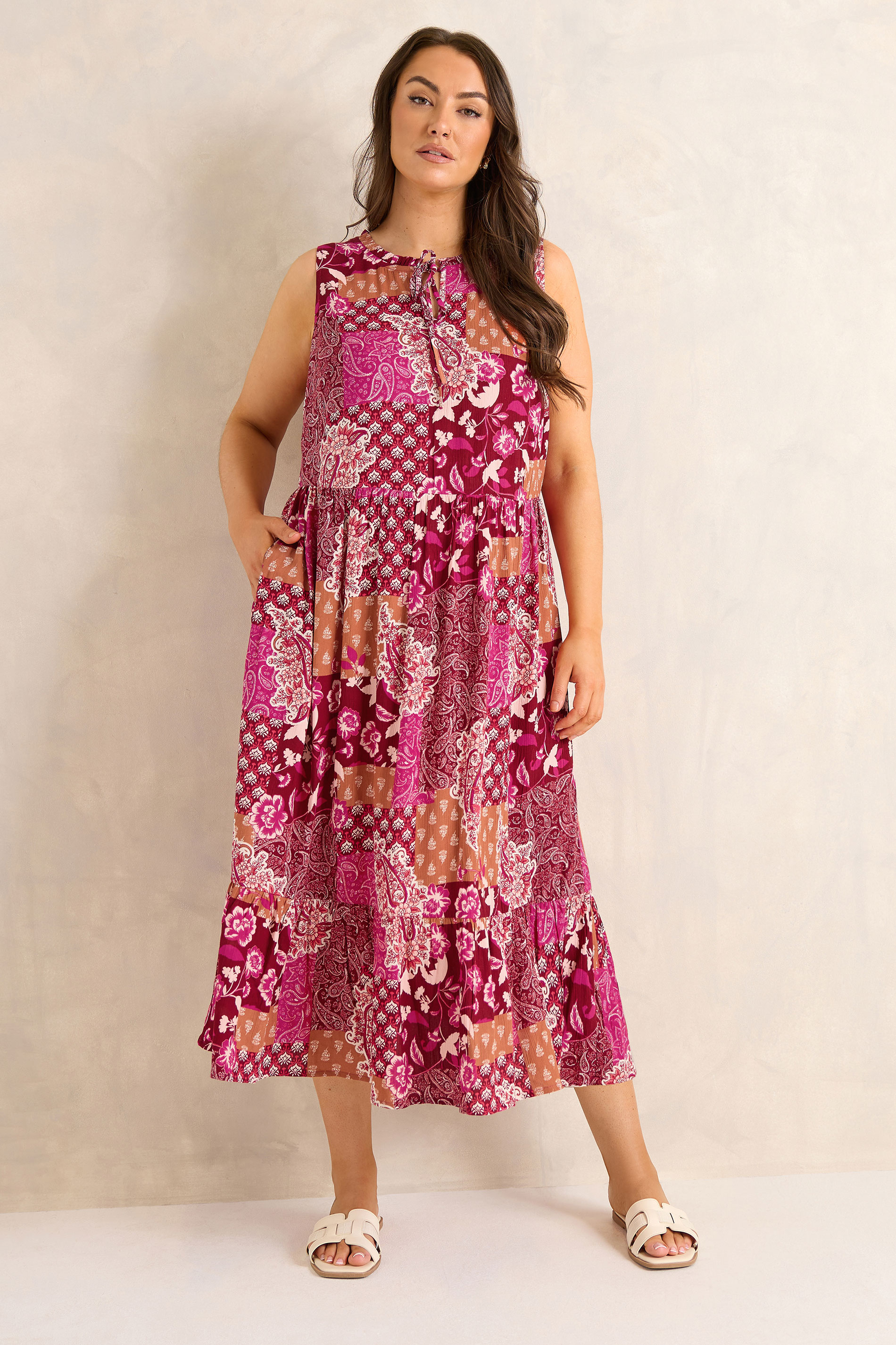 EVANS Plus Size Orange Paisley Tie Neck Dress 3