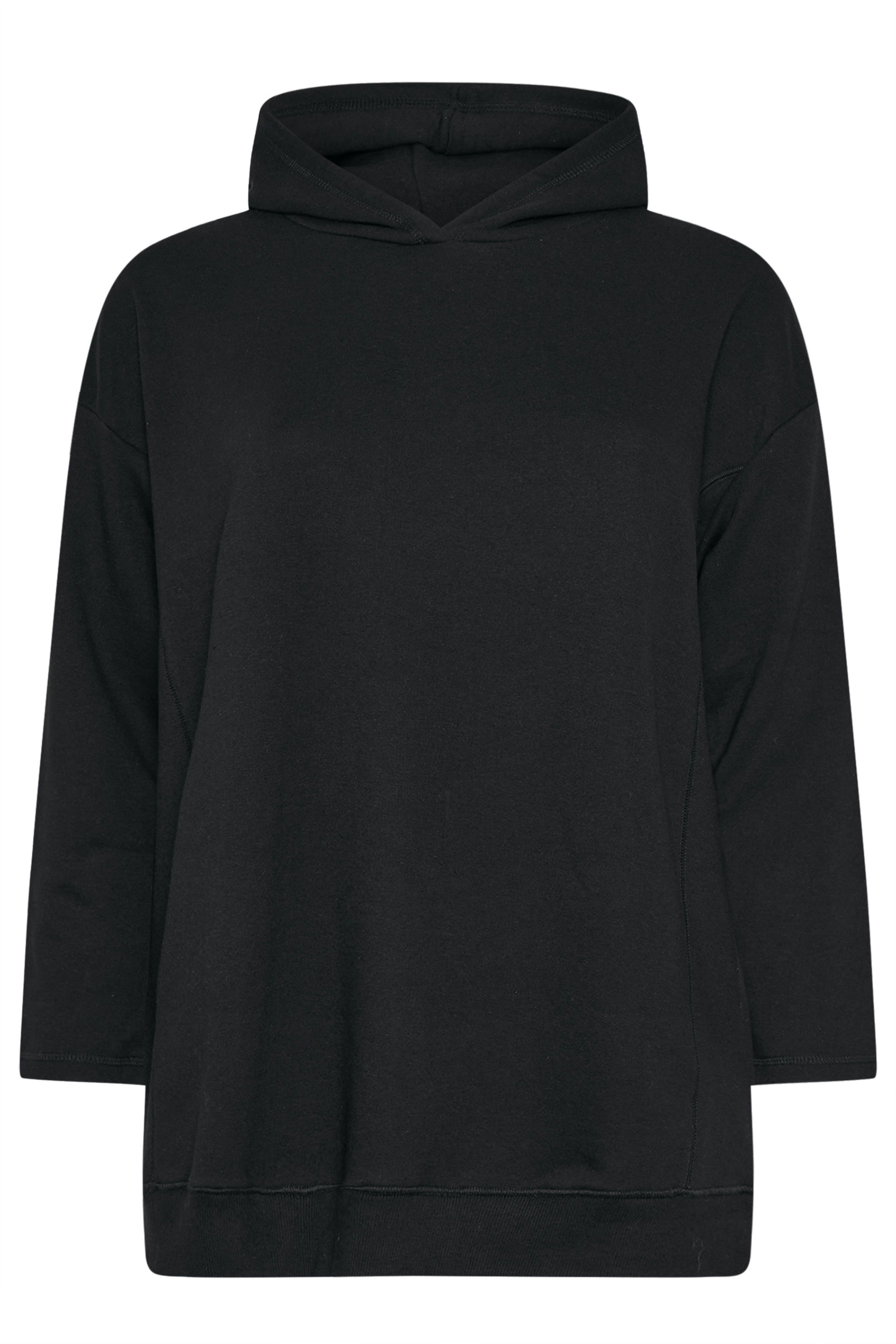 YOURS Plus Size Black Seam Detail Hoodie | Yours Clothing 6