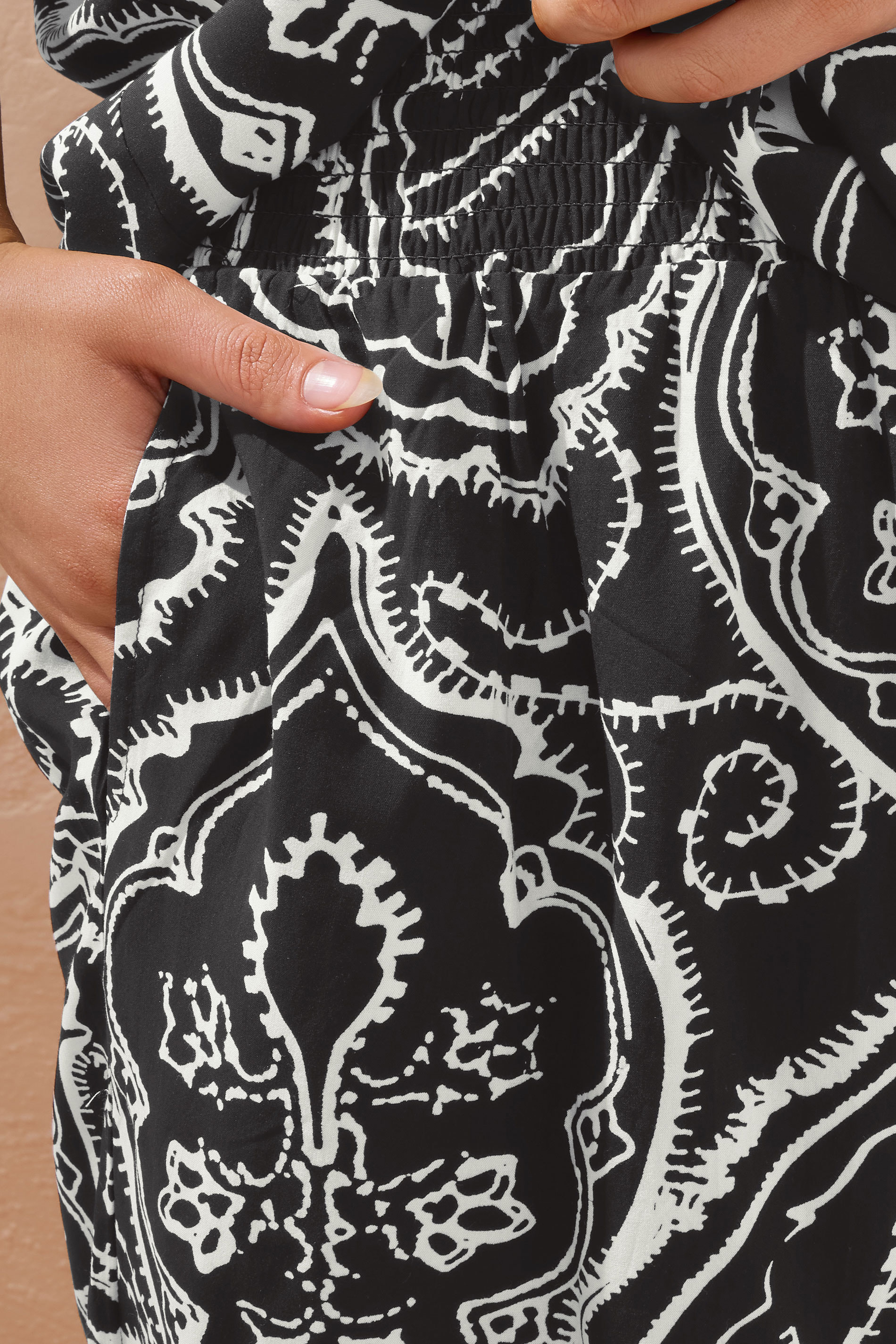EVANS Plus Size Black Paisley Shirred Waist Modal Shorts | Evans 5