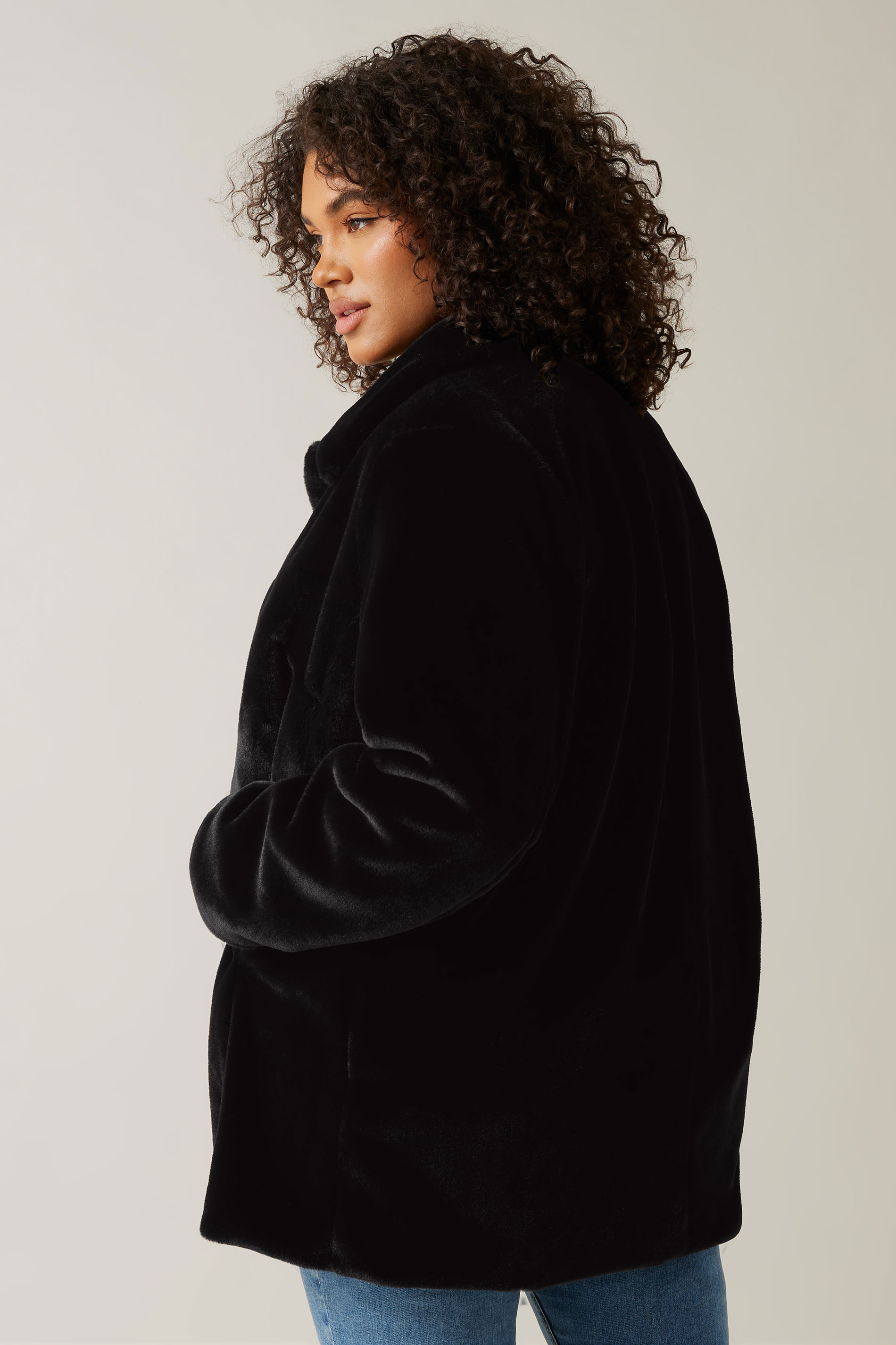 EVANS Plus Size Black Faux Fur Coat | Evans 2