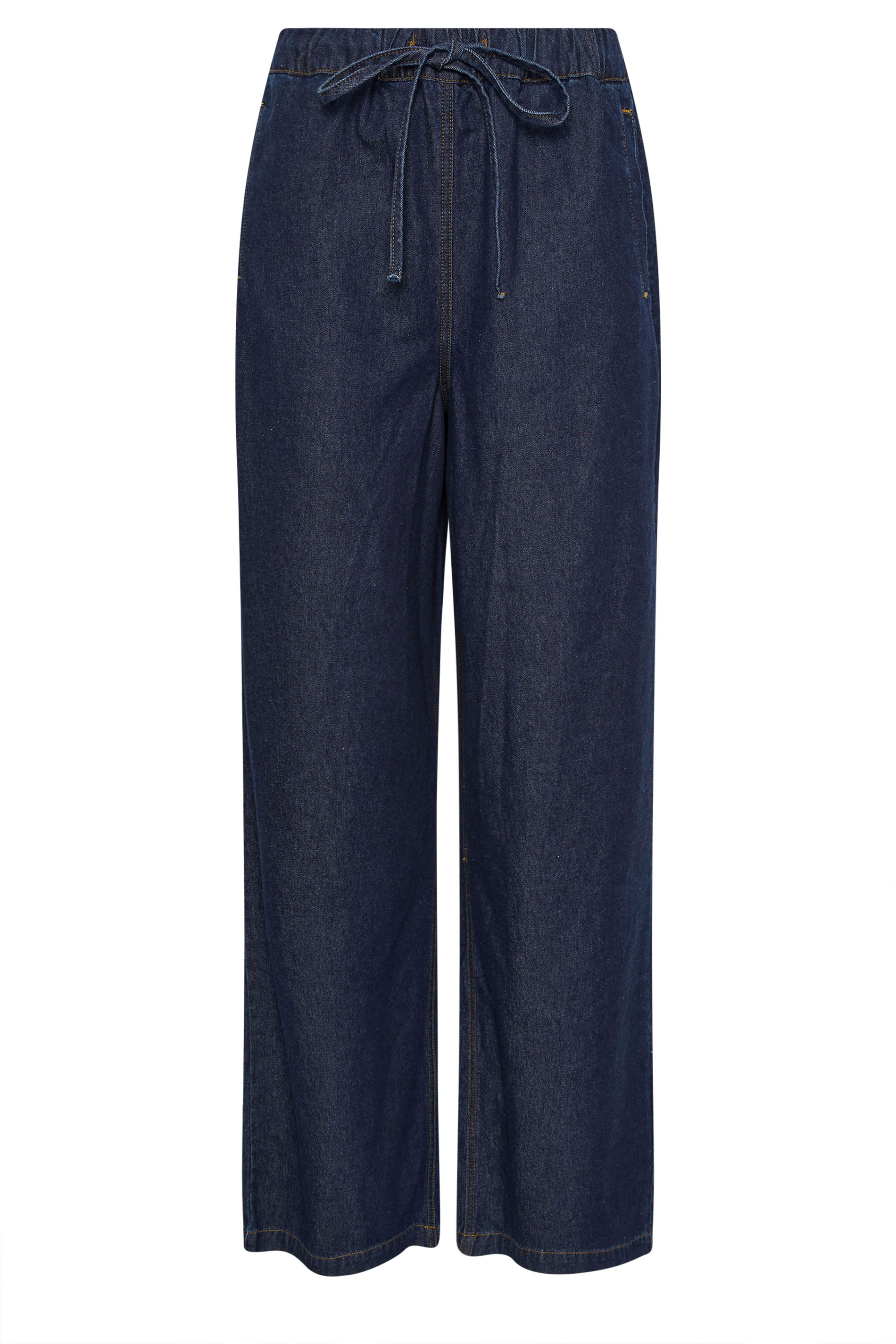 LTS Tall Indigo Blue Cotton Tie Waist Wide Leg Jeans | Long Tall Sally 6