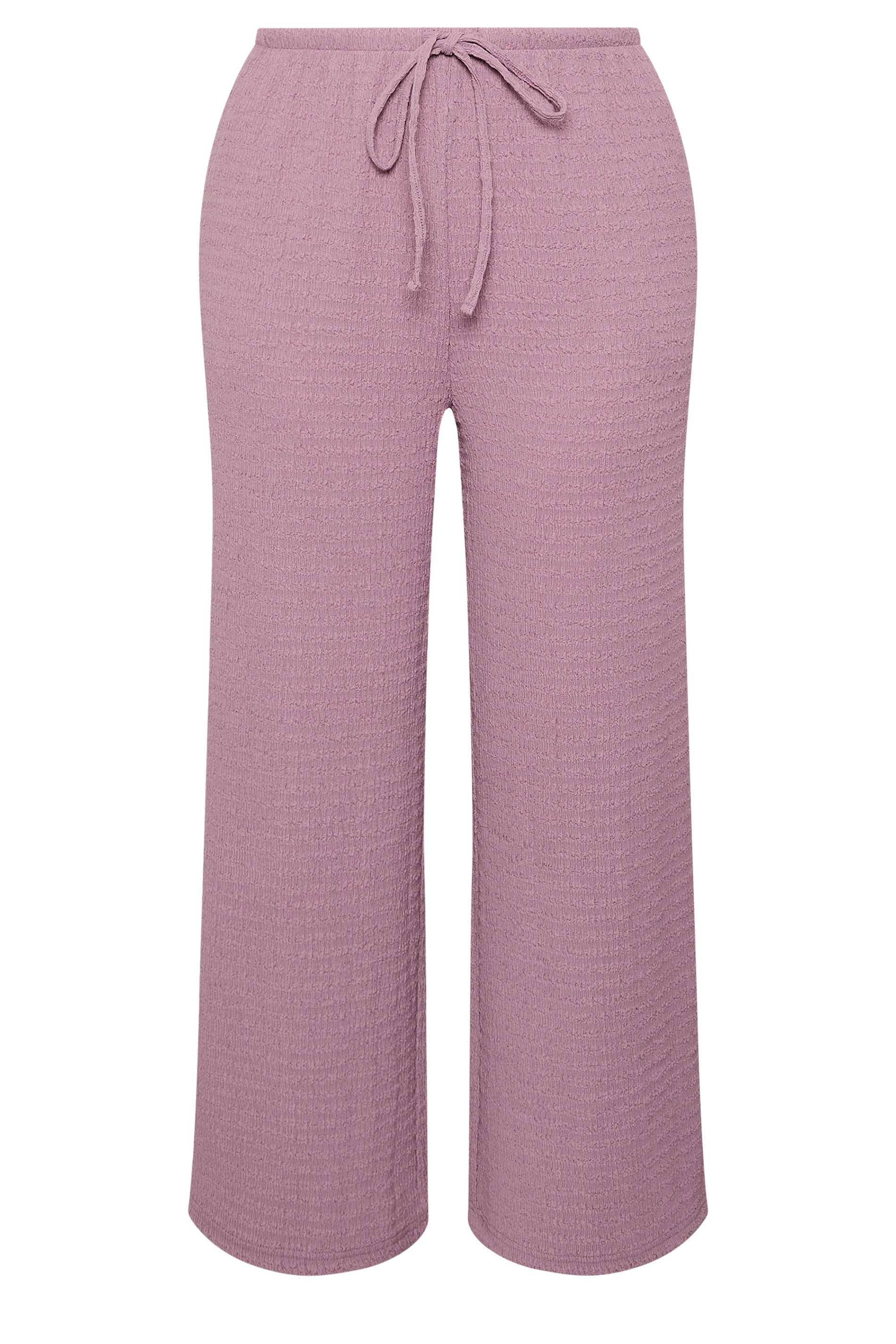 YOURS Plus Size Pink Textured Wide Leg Trousers | Yours Clothing 5