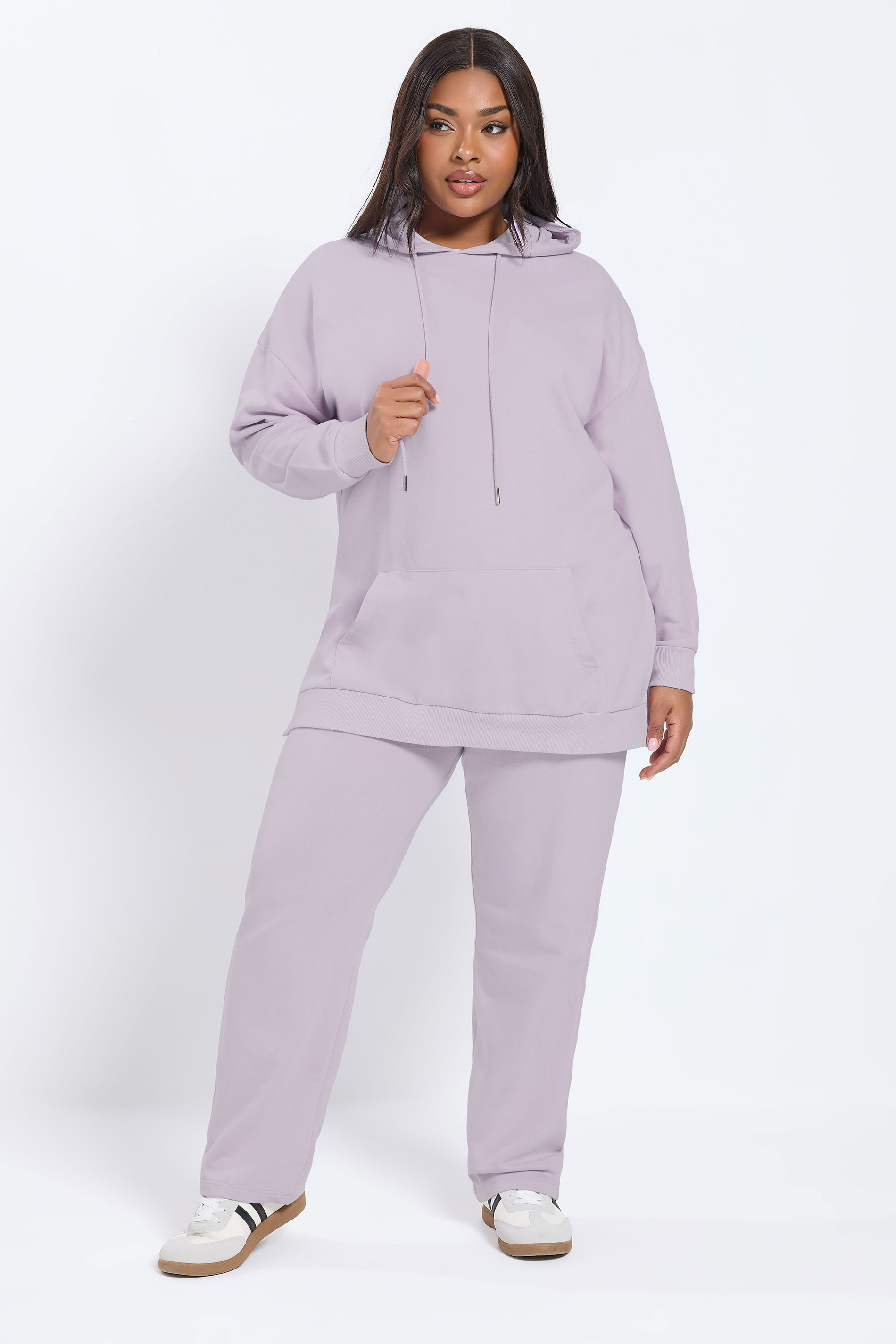YOURS Plus Size Purple Tie Waist Joggers | Yours Clothing 2