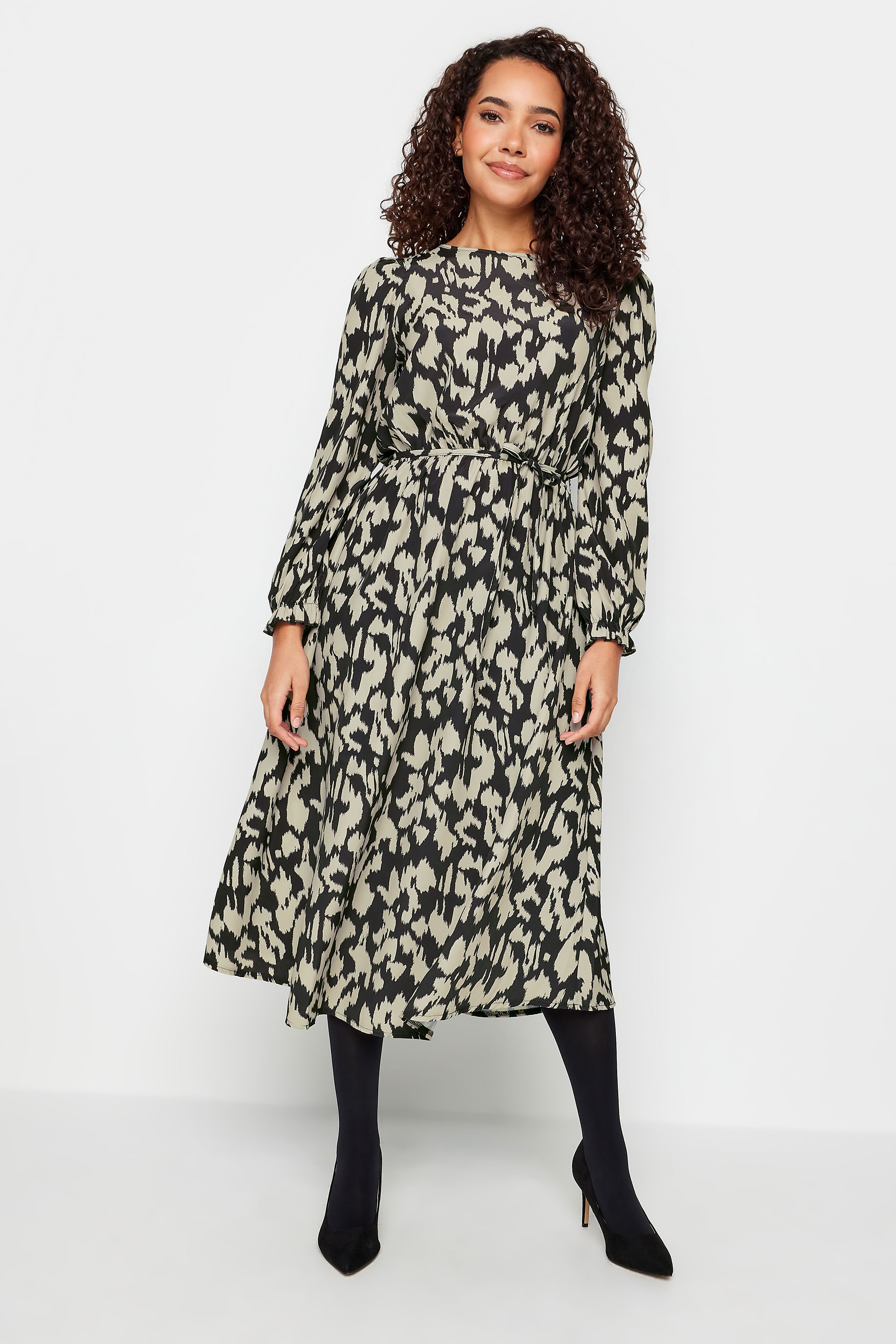 M&Co Green Abstract Print Smock Dress | M&Co 1