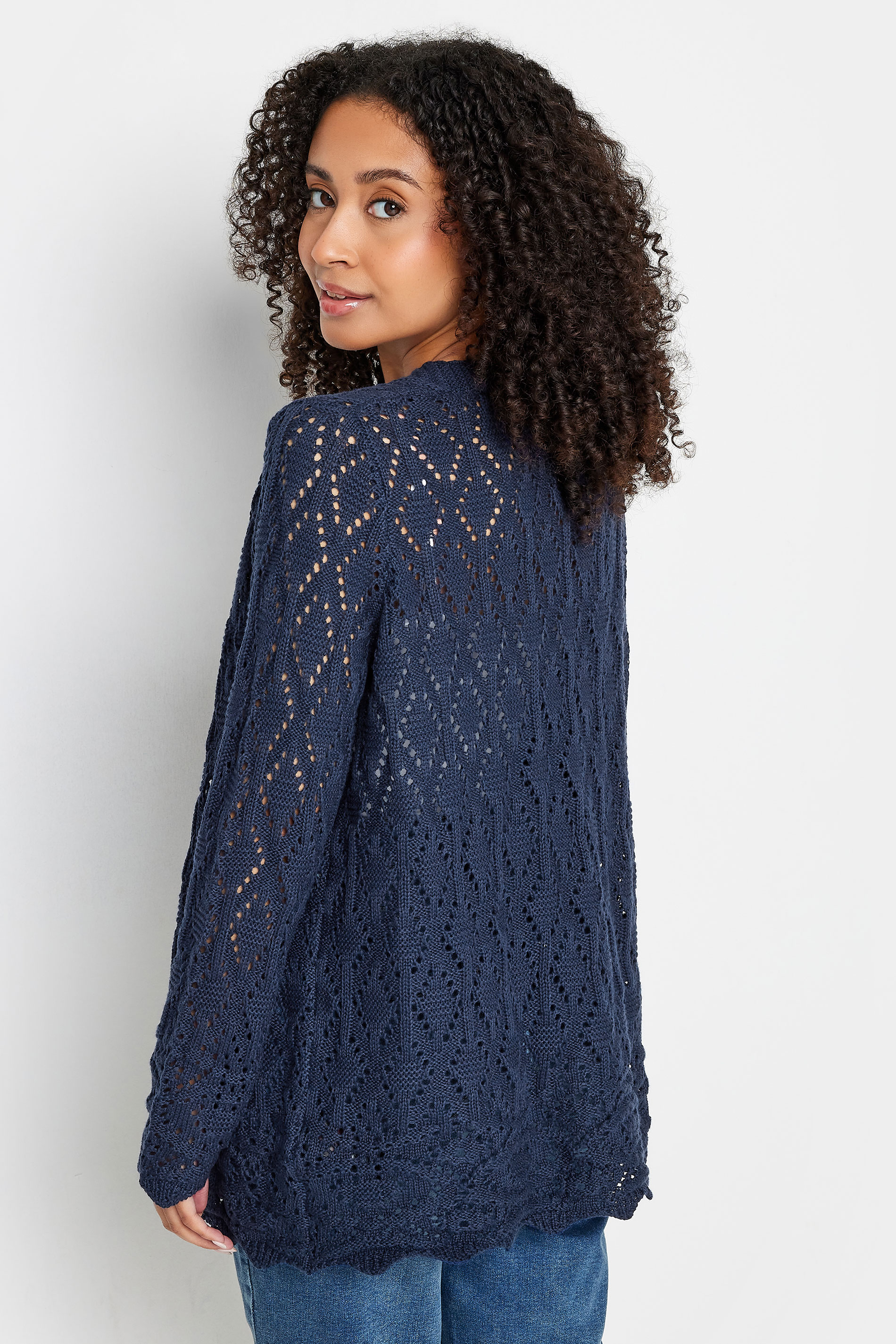 M&Co Petite Navy Blue Crochet Cardigan | M&Co 3