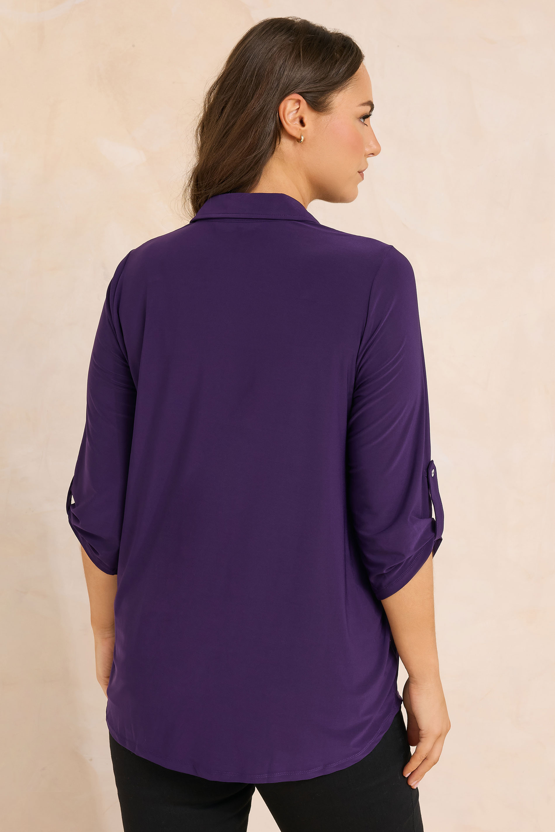 EVANS Plus Size Purple Tab Sleeve Blouse | Evans  2