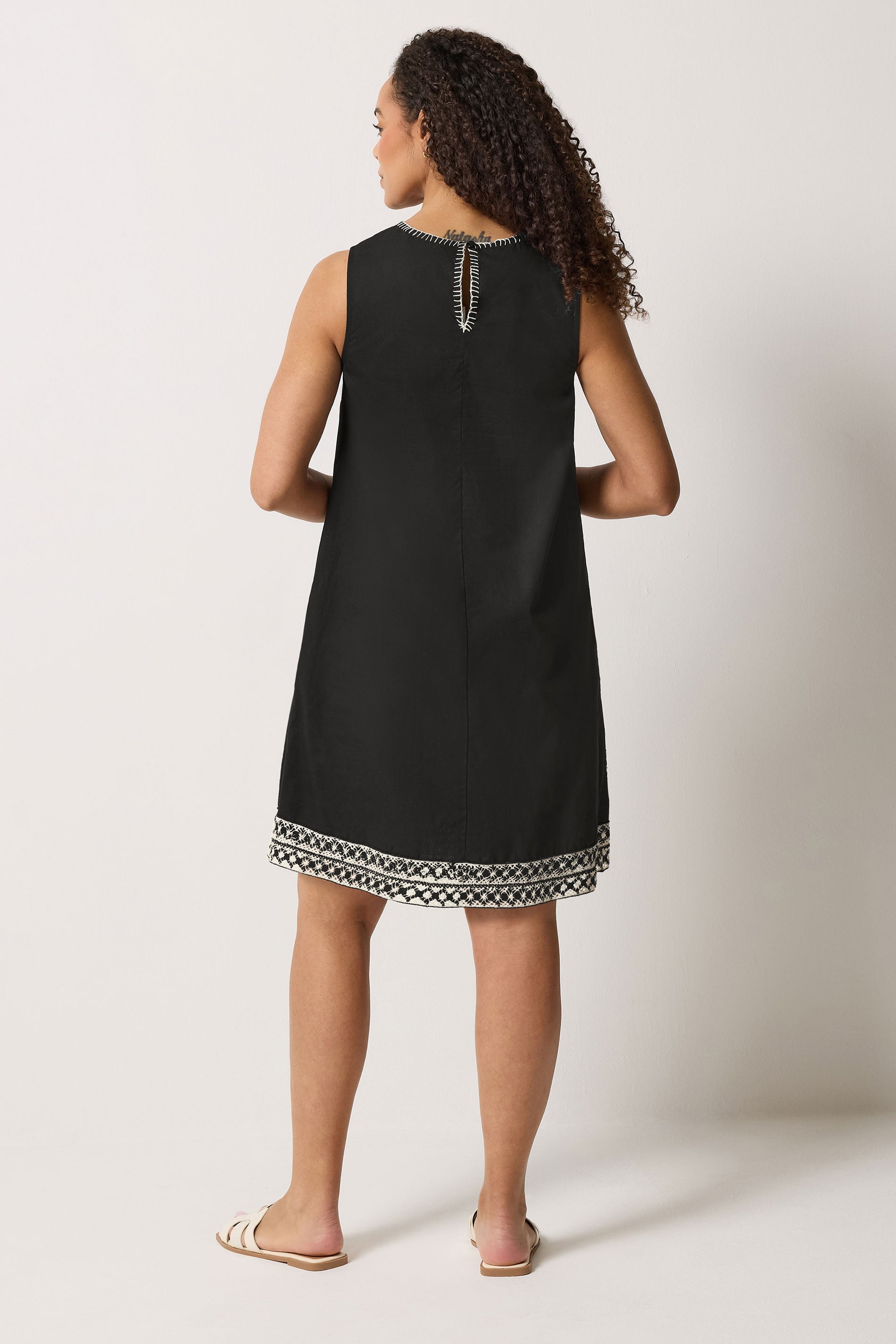 M&Co Black Contrast Trim Cotton Shift Dress | M&Co 4
