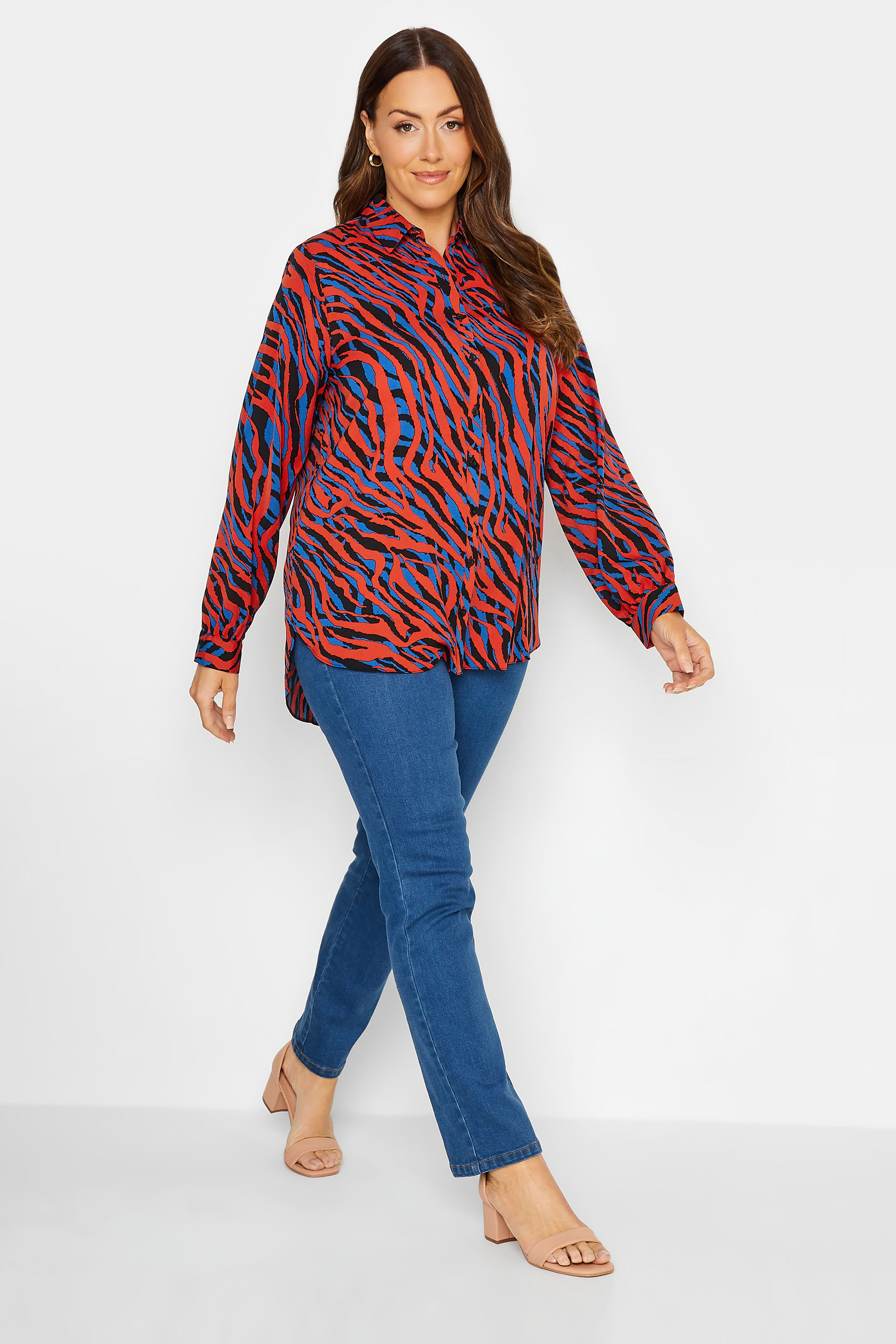 M&Co Red Zebra Print Long Sleeve Shirt | M&Co 2