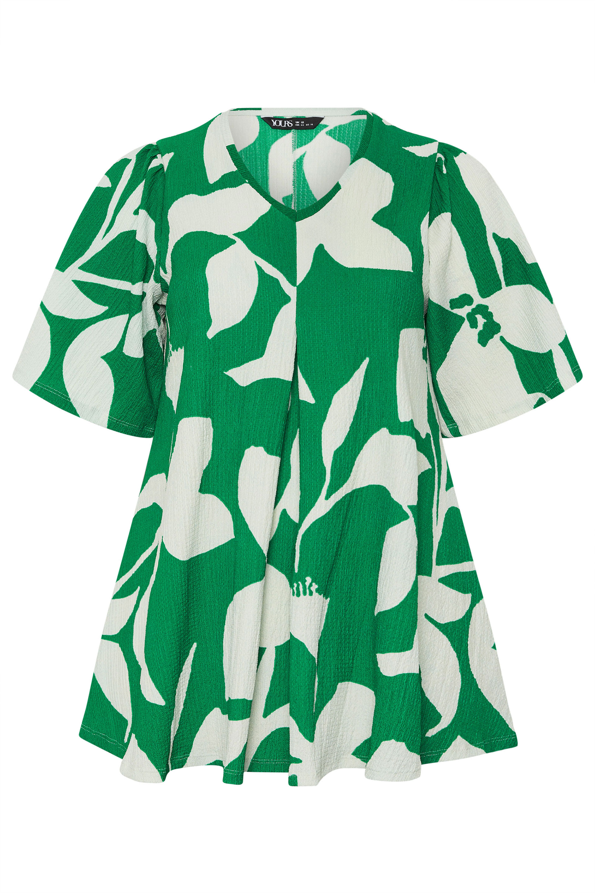 YOURS Plus Size Green Abstract Textured Pleat Front Top | Yours Clothing  5