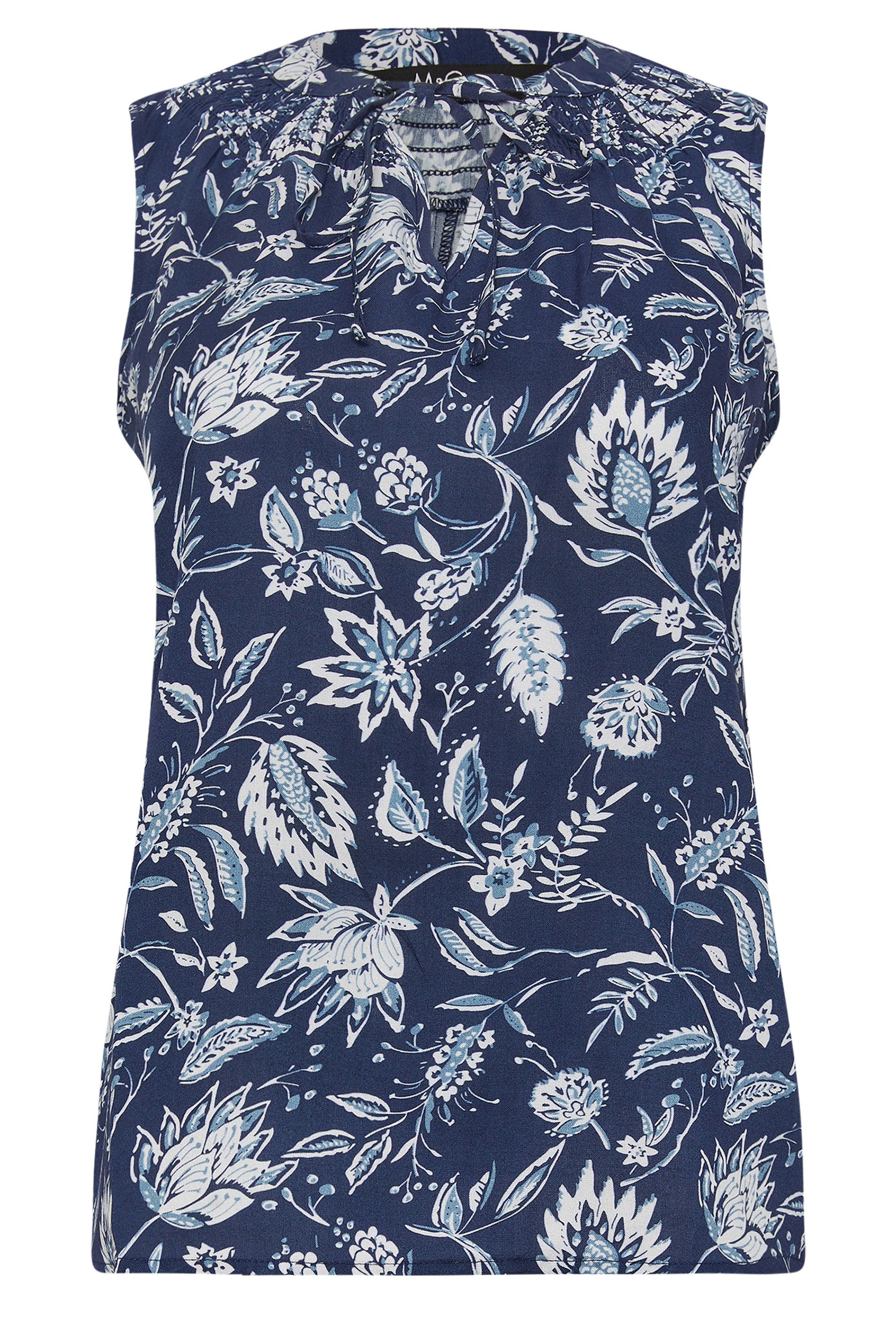 M&Co Petite Women's Blue Floral Print Shell Top | M&Co 1