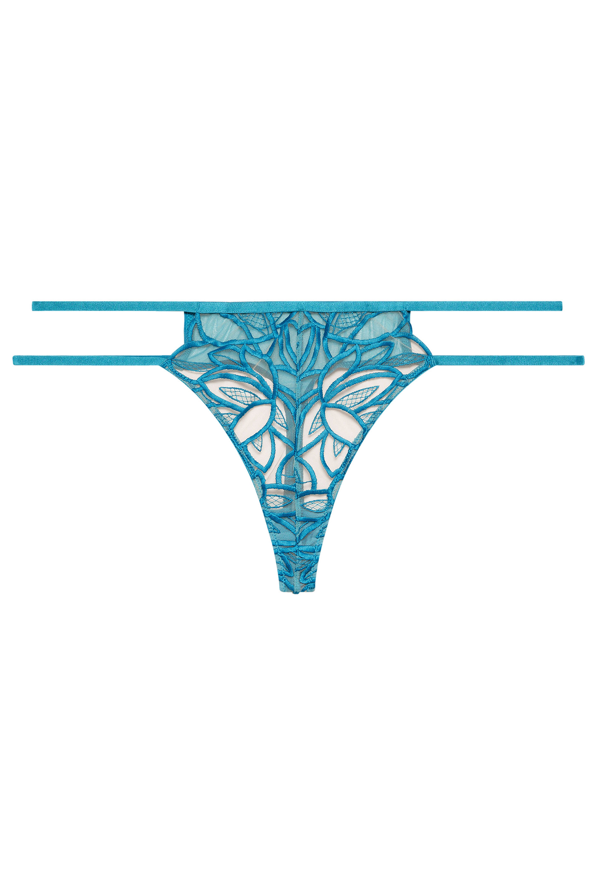PLAYFUL PROMISES Teal Green Floral Embroidered Thong 5