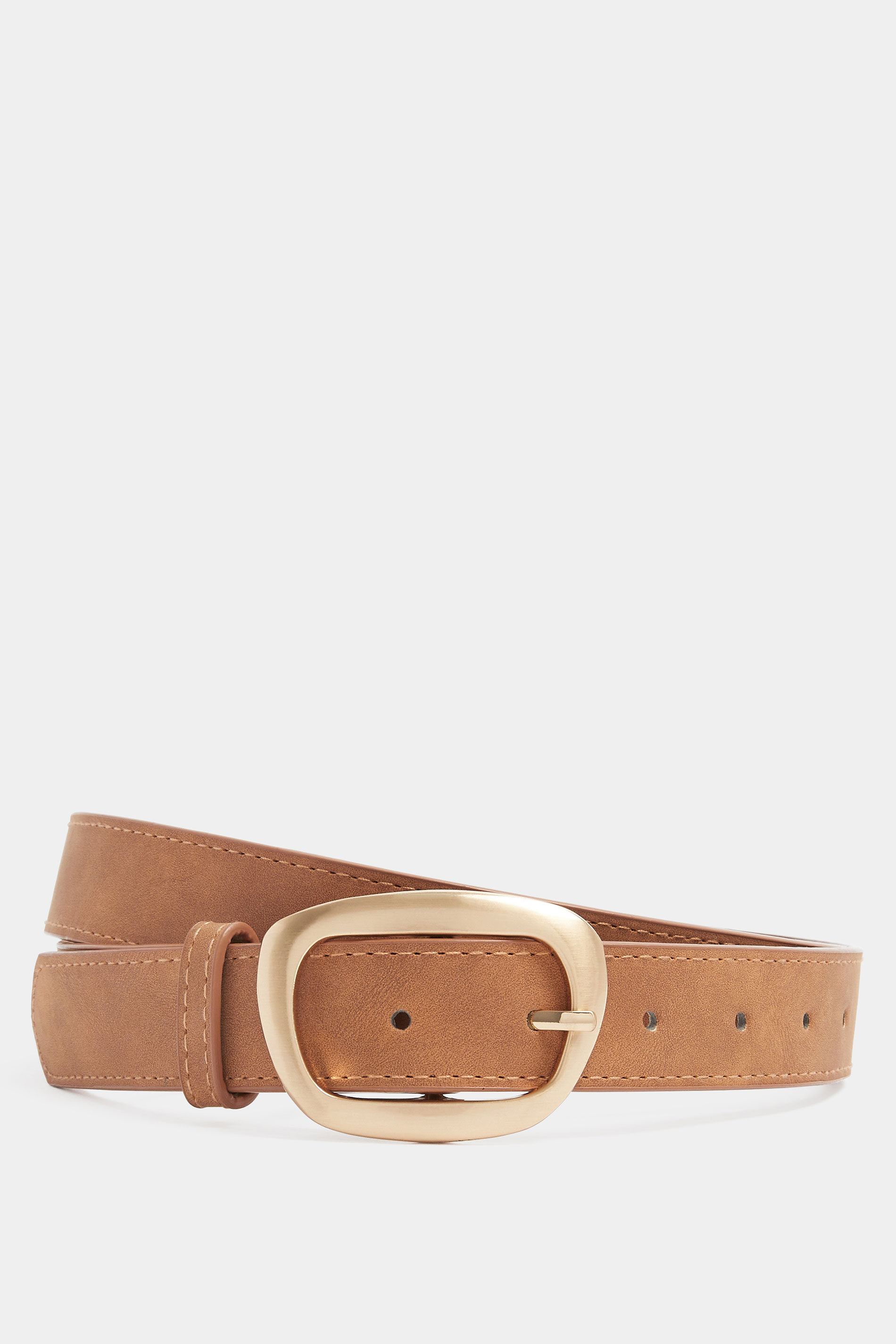 Natural Brown Brushed Buckle Statement Belt | Yours Clothing 3