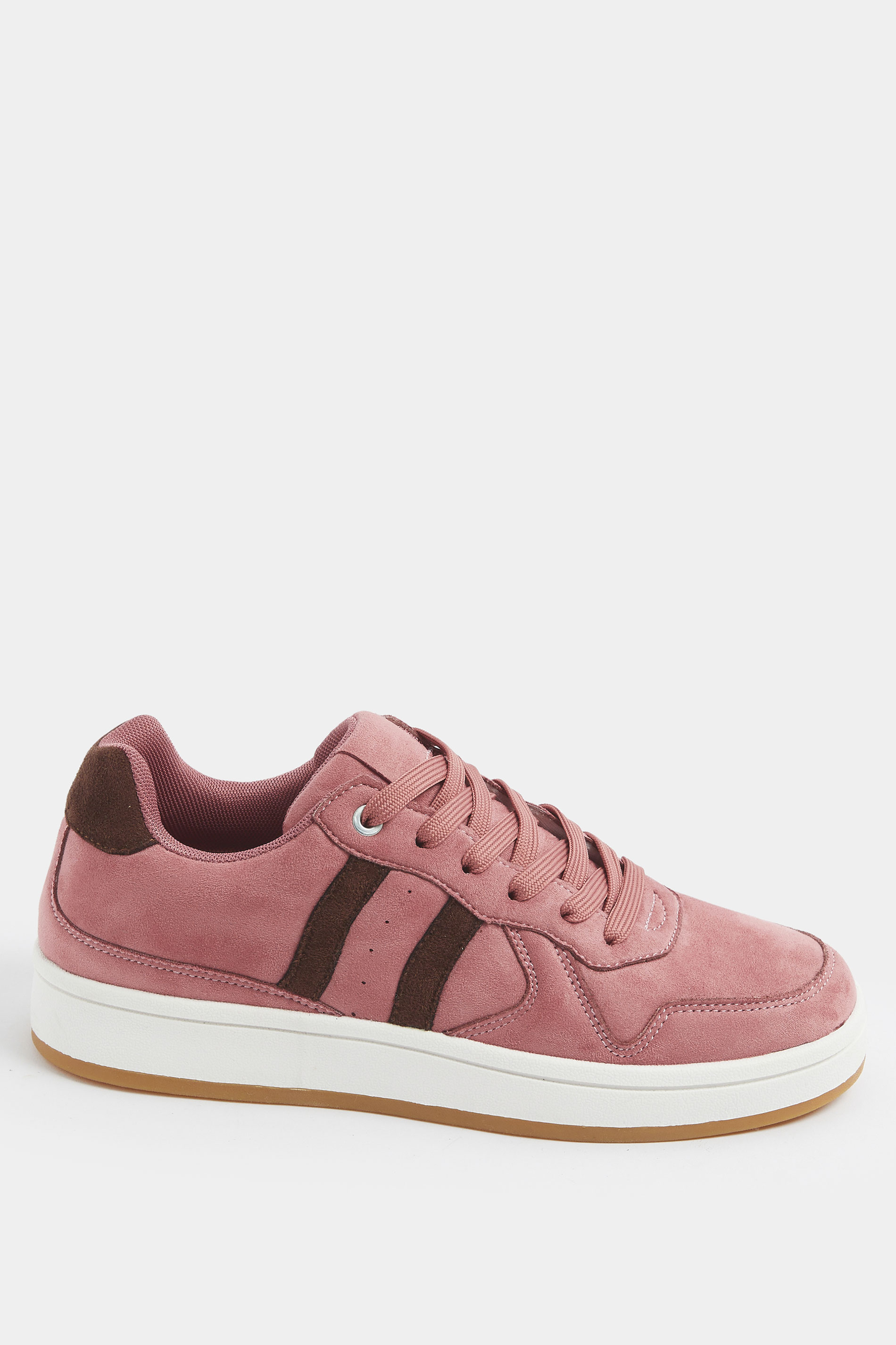 Pink & Brown Padded Lace Up Trainers In Wide E Fit | YoursClothing 4