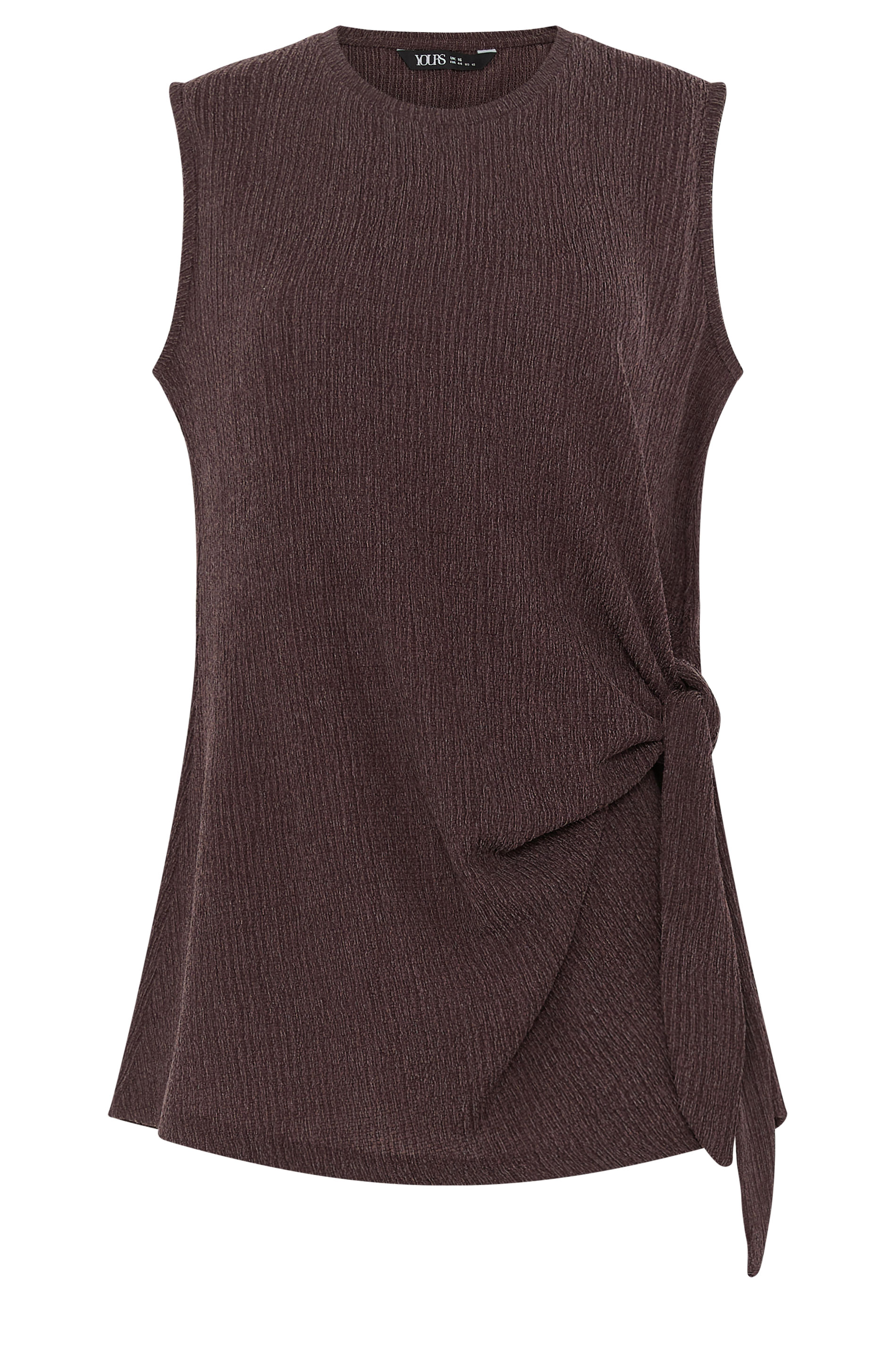 YOURS Plus Size Chocolate Brown Side Knot Vest Top | Yours Clothing 5
