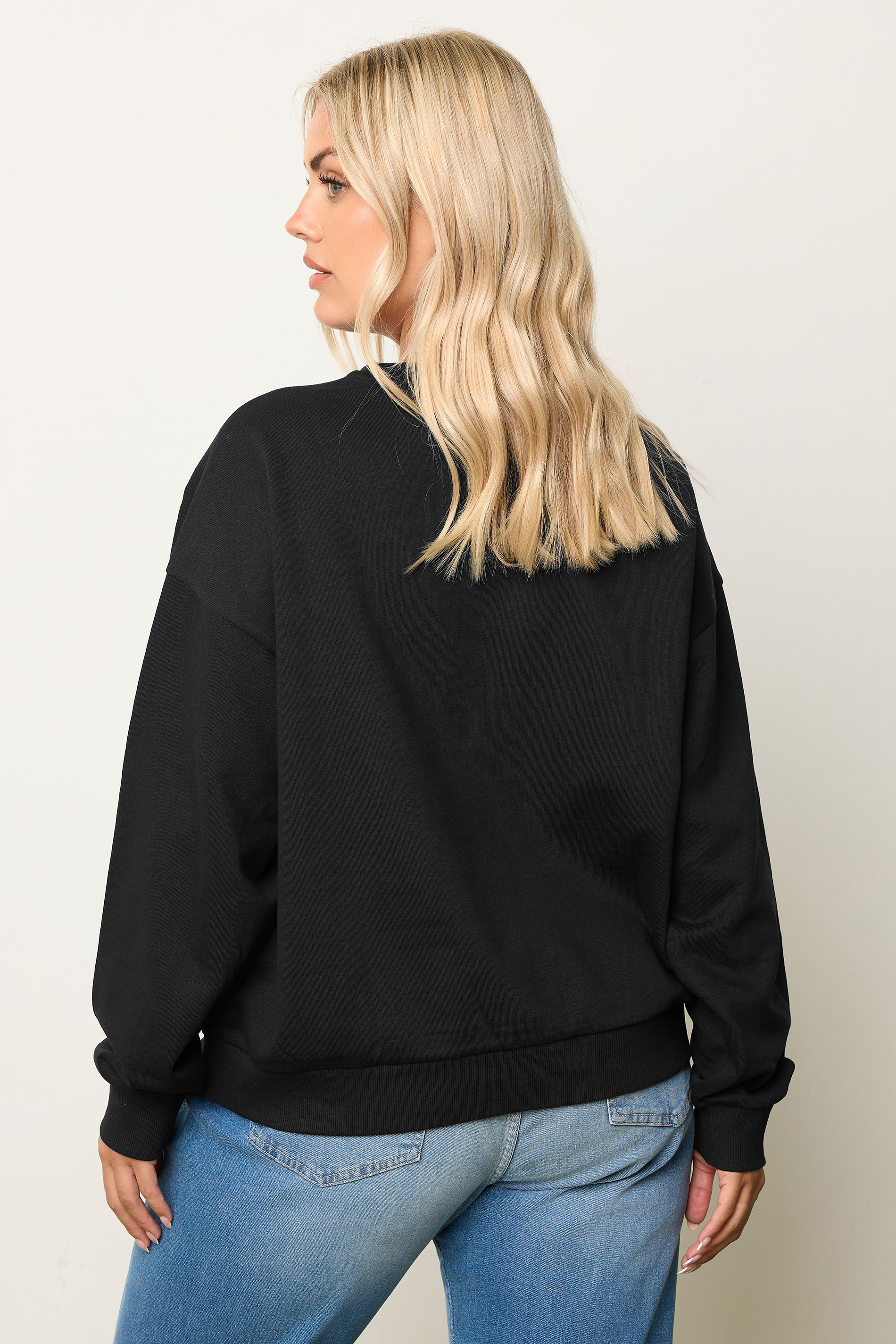 YOURS Plus Size Black Embroidered Sweatshirt | Yours Clothing 4