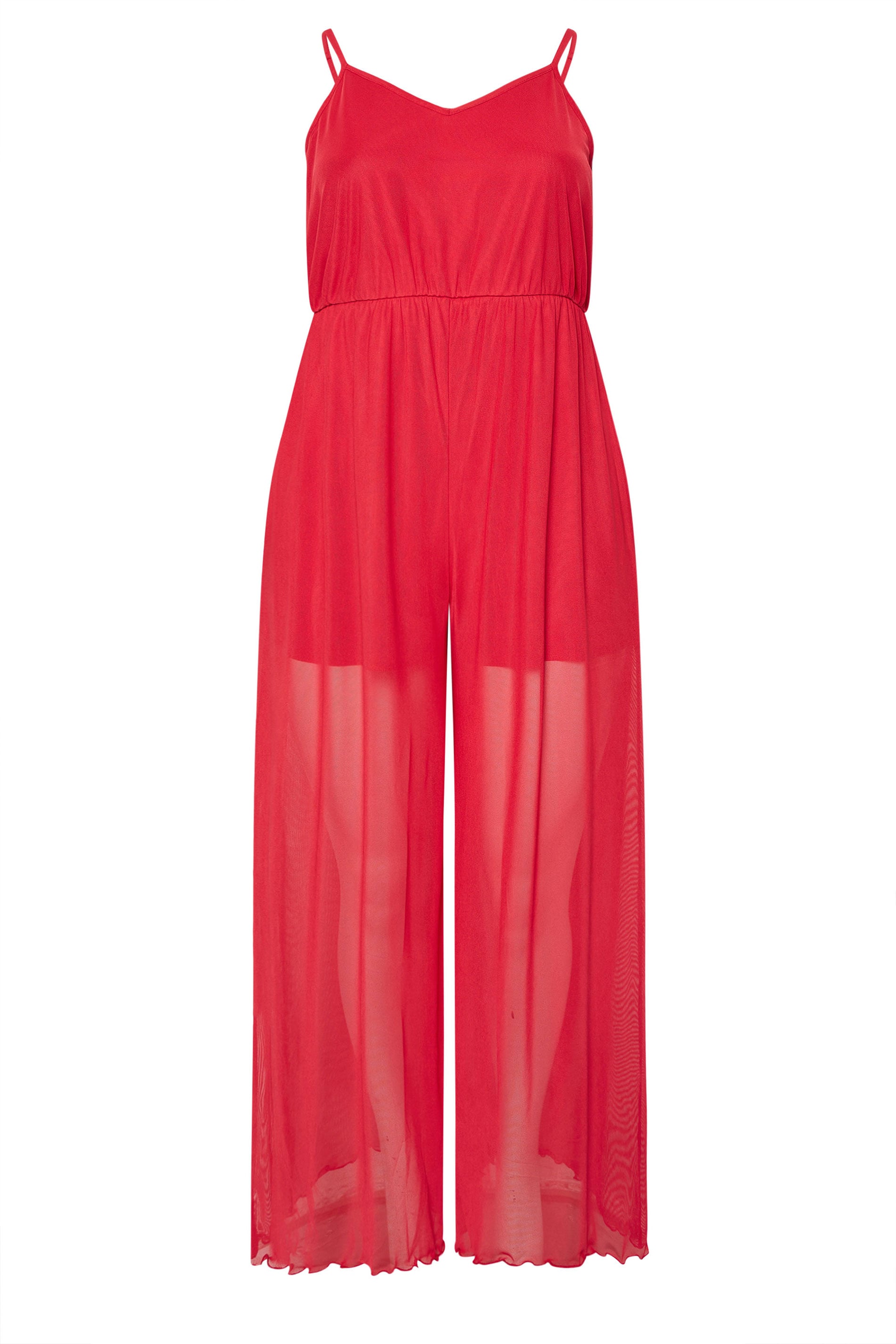 LIMITED COLLECTION Plus Size Red Mesh Jumpsuit | Yours Clothing 5