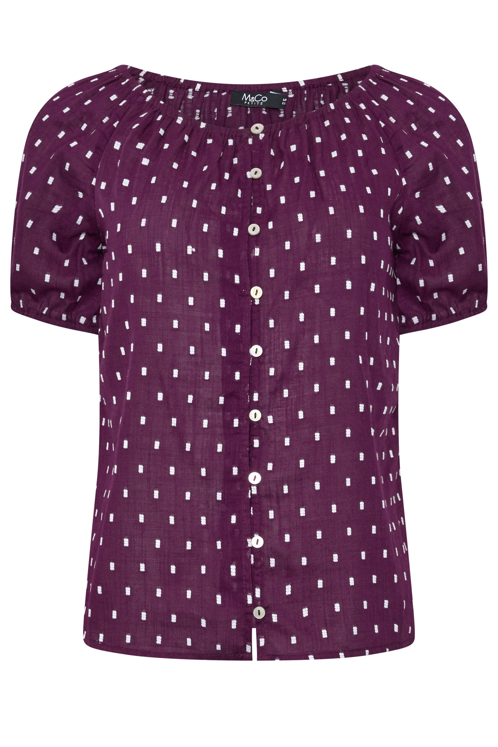 M&Co Petite Women's Purple Dobby Button Blouse | M&Co 5