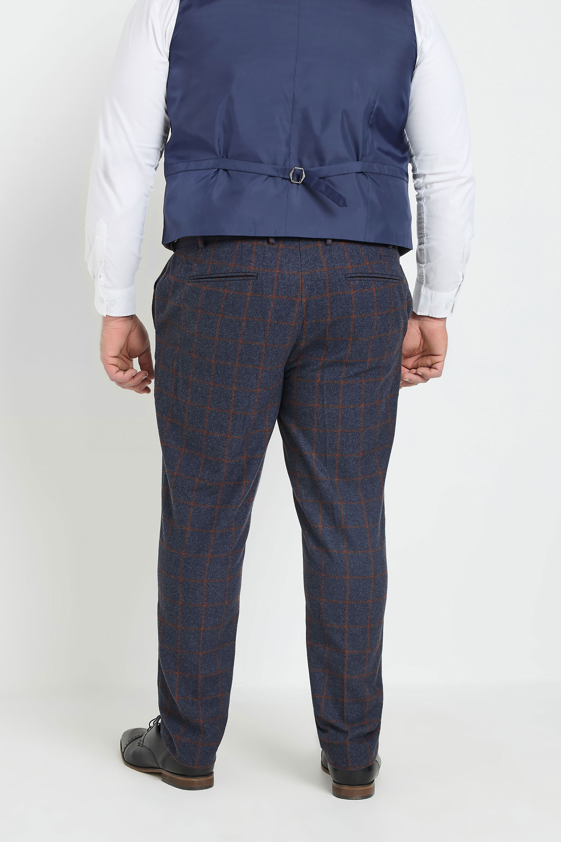 BadRhino Tailoring Big & Tall Blue & Red Checked Suit Trousers | BadRhino 5
