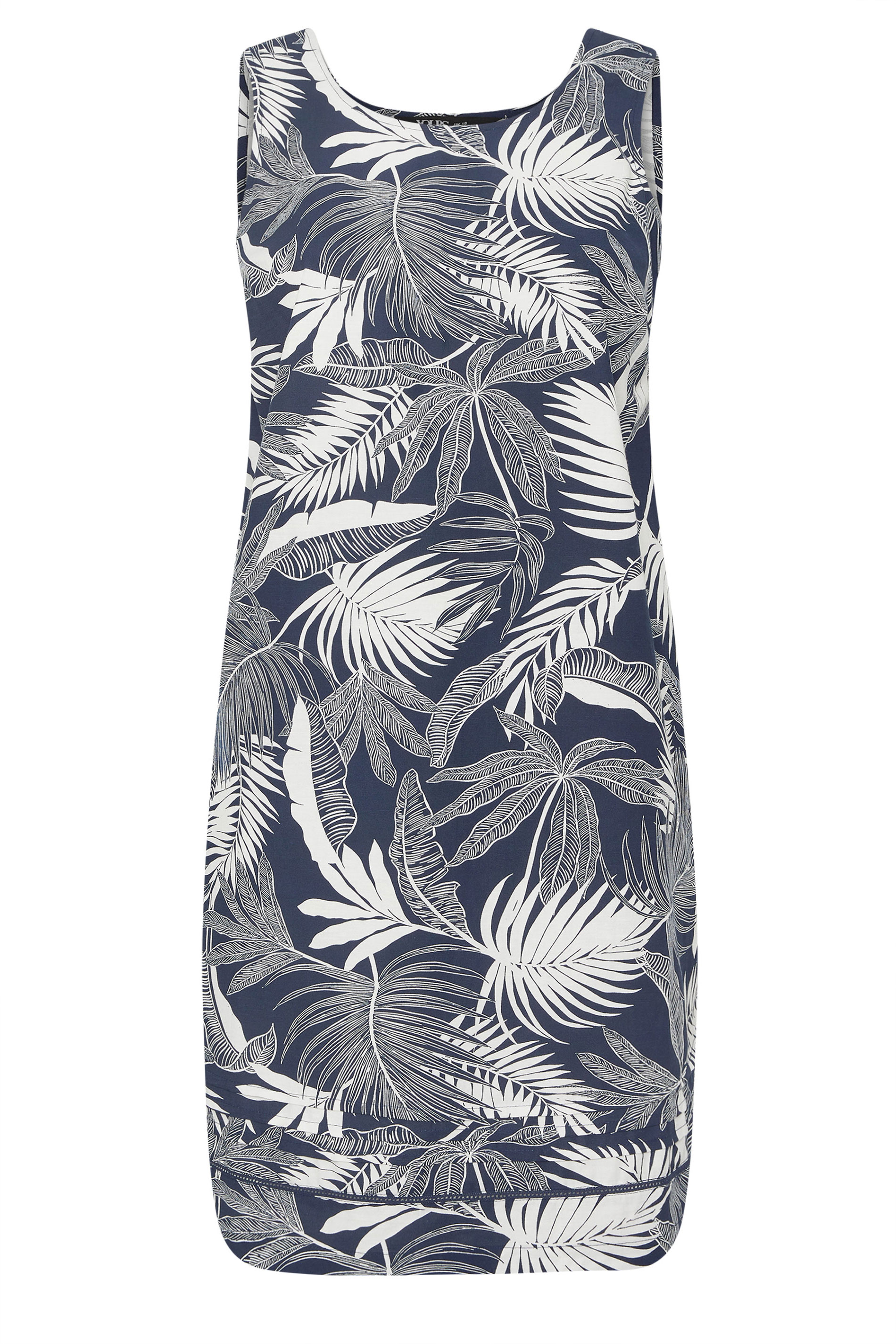 YOURS Plus Size Navy Blue Palm Leaf Dress | Yours Clothing 5