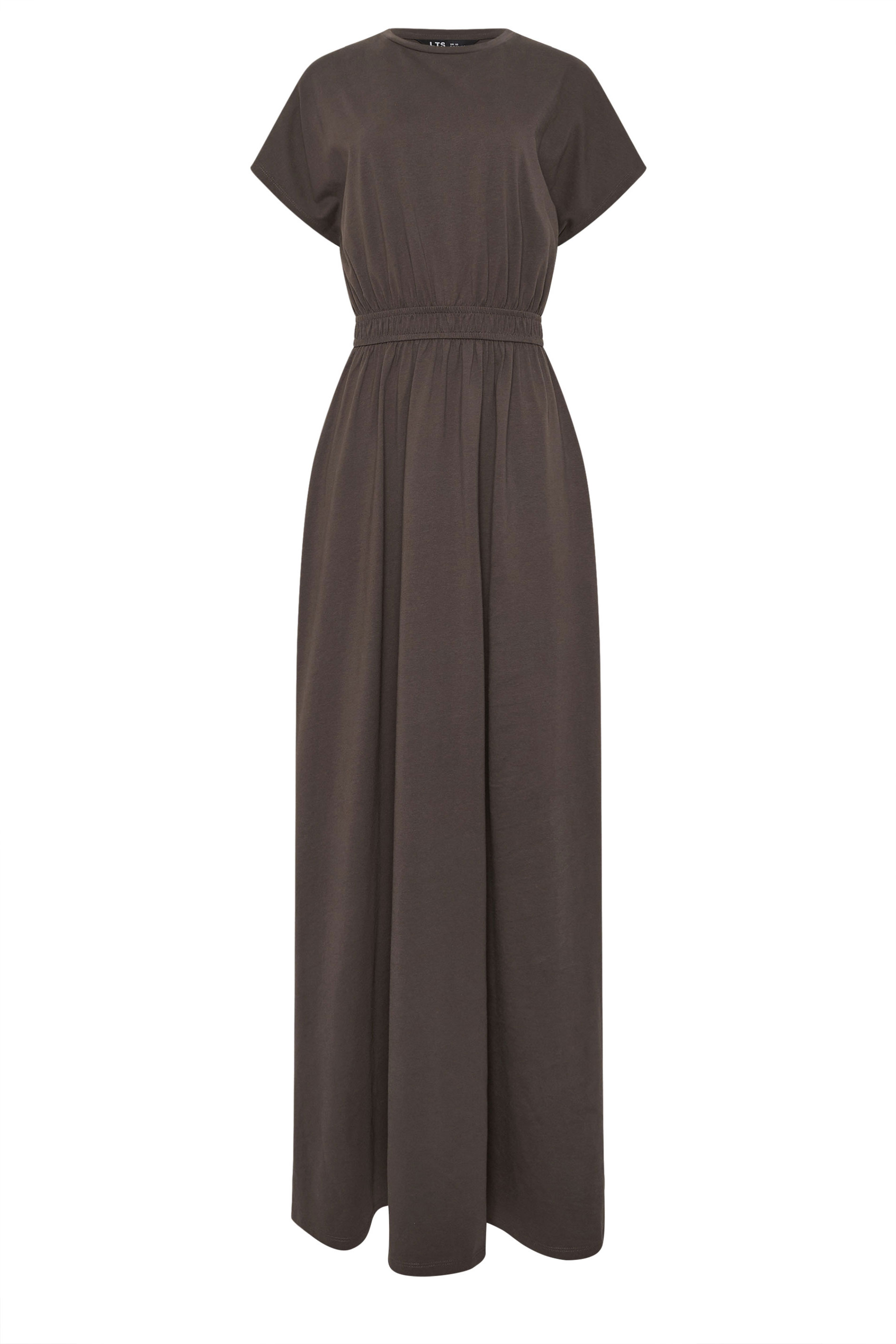 LTS Tall Women's Chocolate Brown Jersey Shirred Waist Cotton Maxi Dress | Long Tall Sally 5