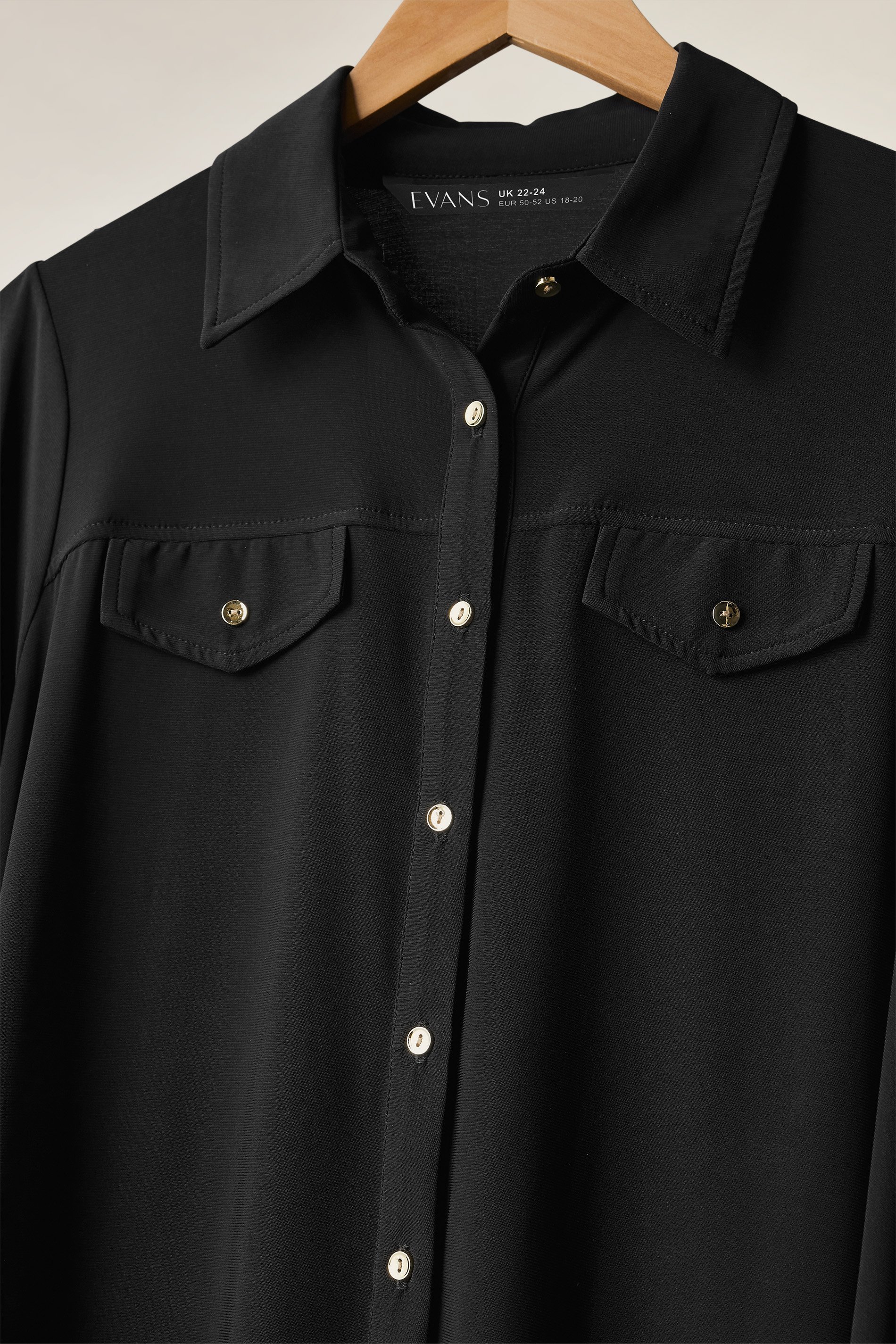 Evans Plus Size Black Tab Sleeve Blouse | Evans 8