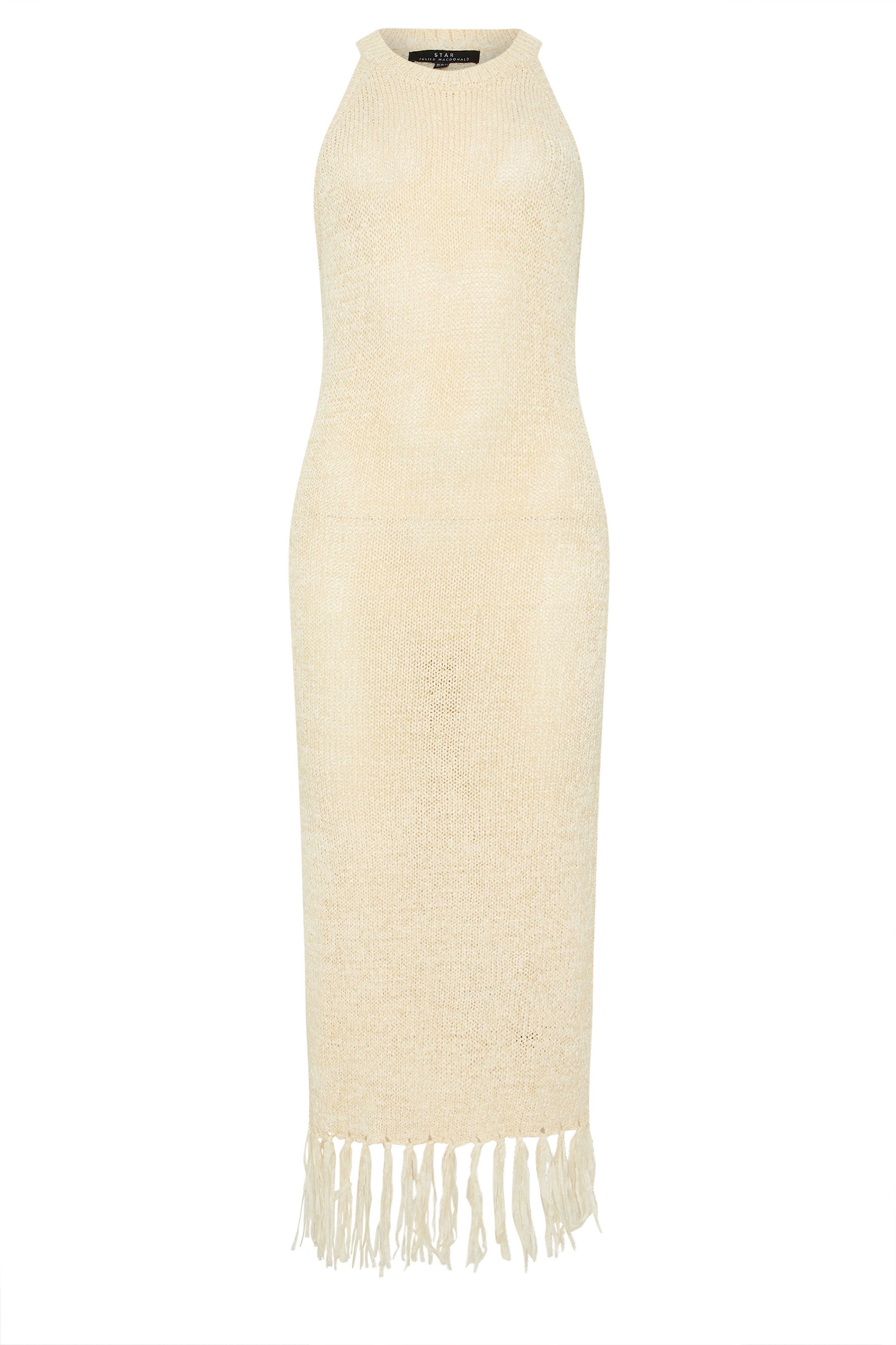 STAR Natural Brown Knitted Tassel Trim Midaxi Dress | StarByJM 7