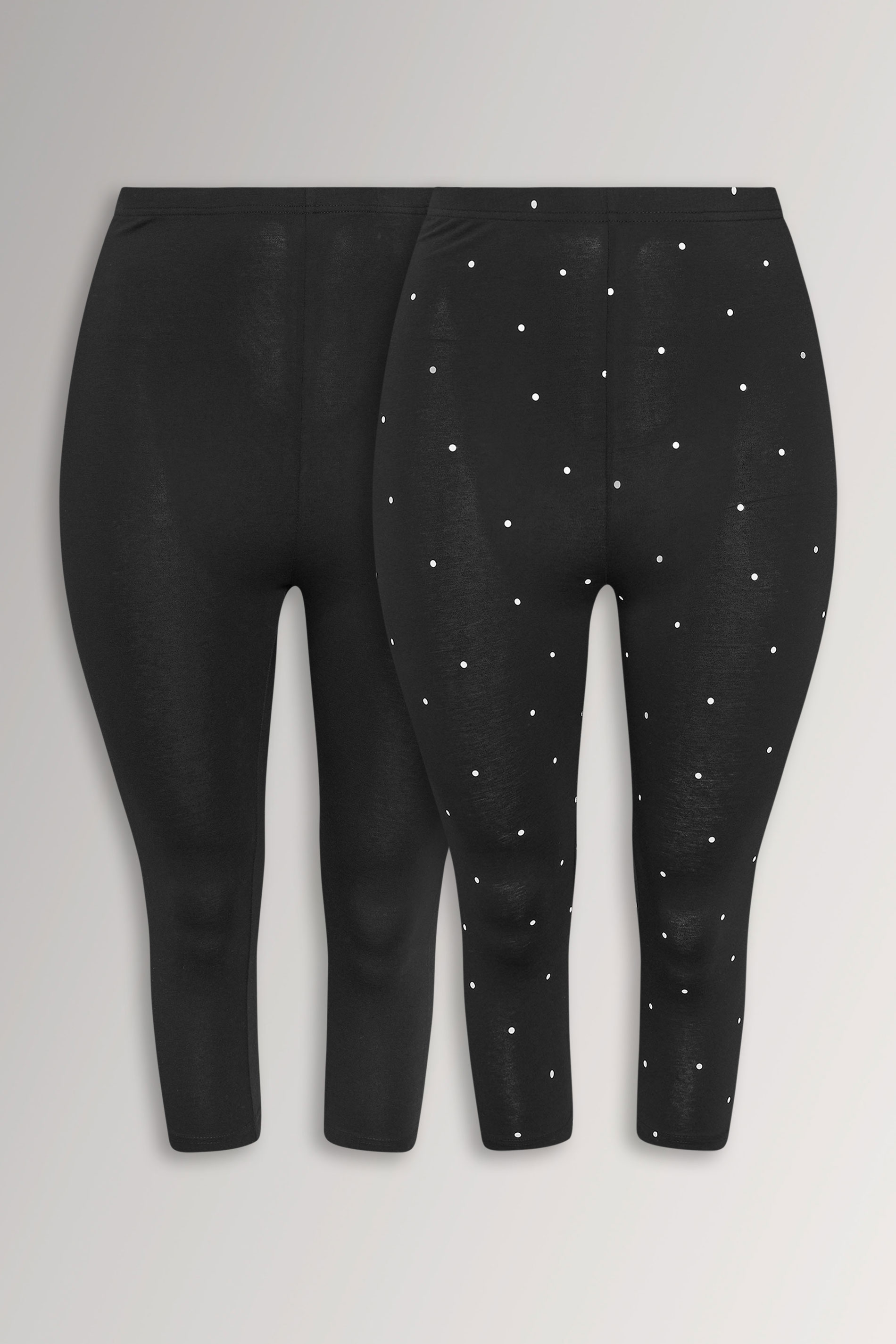 YOURSET 2 PACK Plus Size Black Polka Dot Crop Leggings | Yours Clothing 3