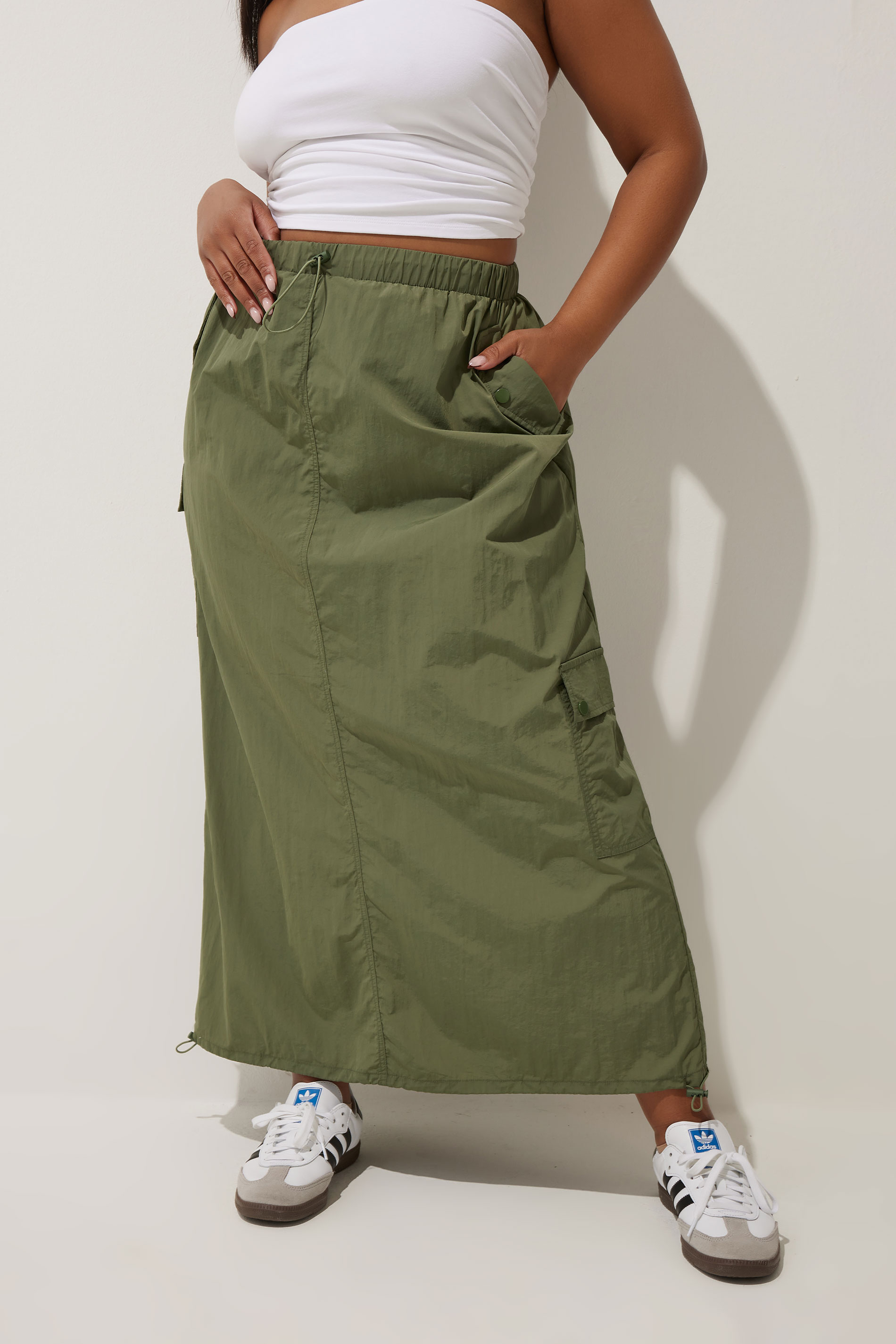 LIMITED COLLECTION Plus Size Khaki Green Cargo Maxi Skirt | Yours Clothing 1