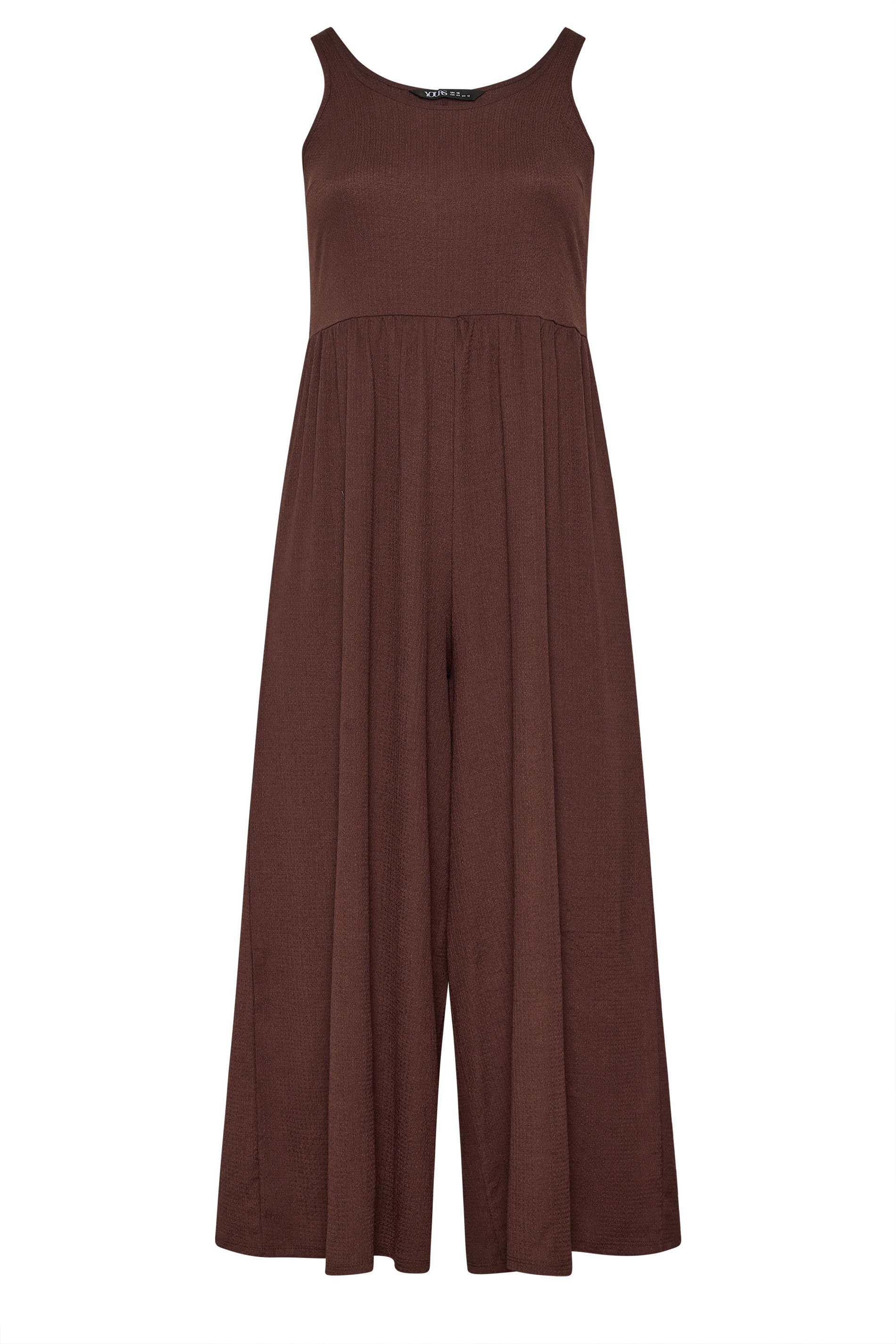 YOURS Plus Size Chocolate Brown Textured Jumpsuit | Yours Clothing 5