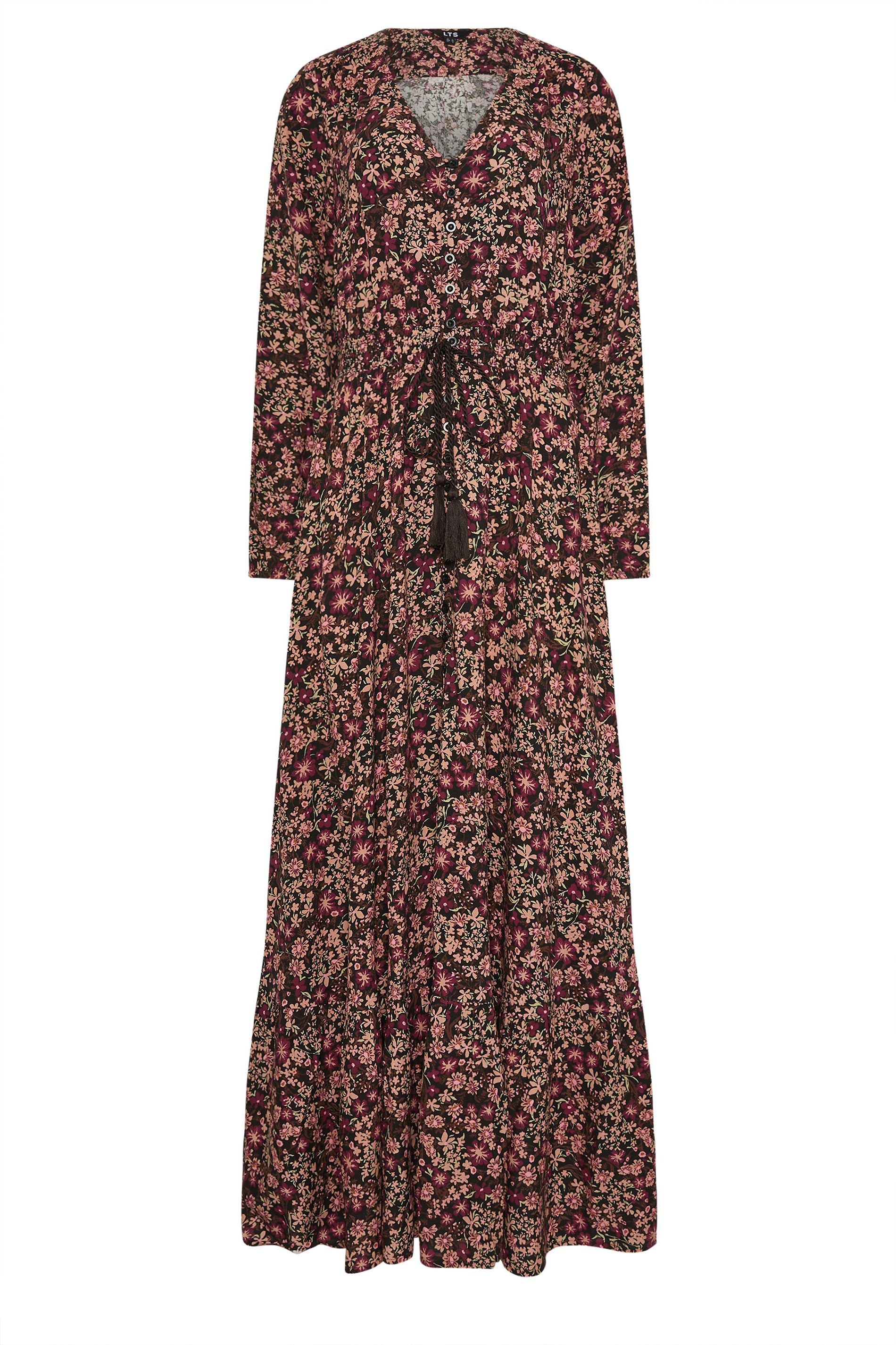 LTS Tall Black Floral Button Maxi Dress | Long Tall Sally 5