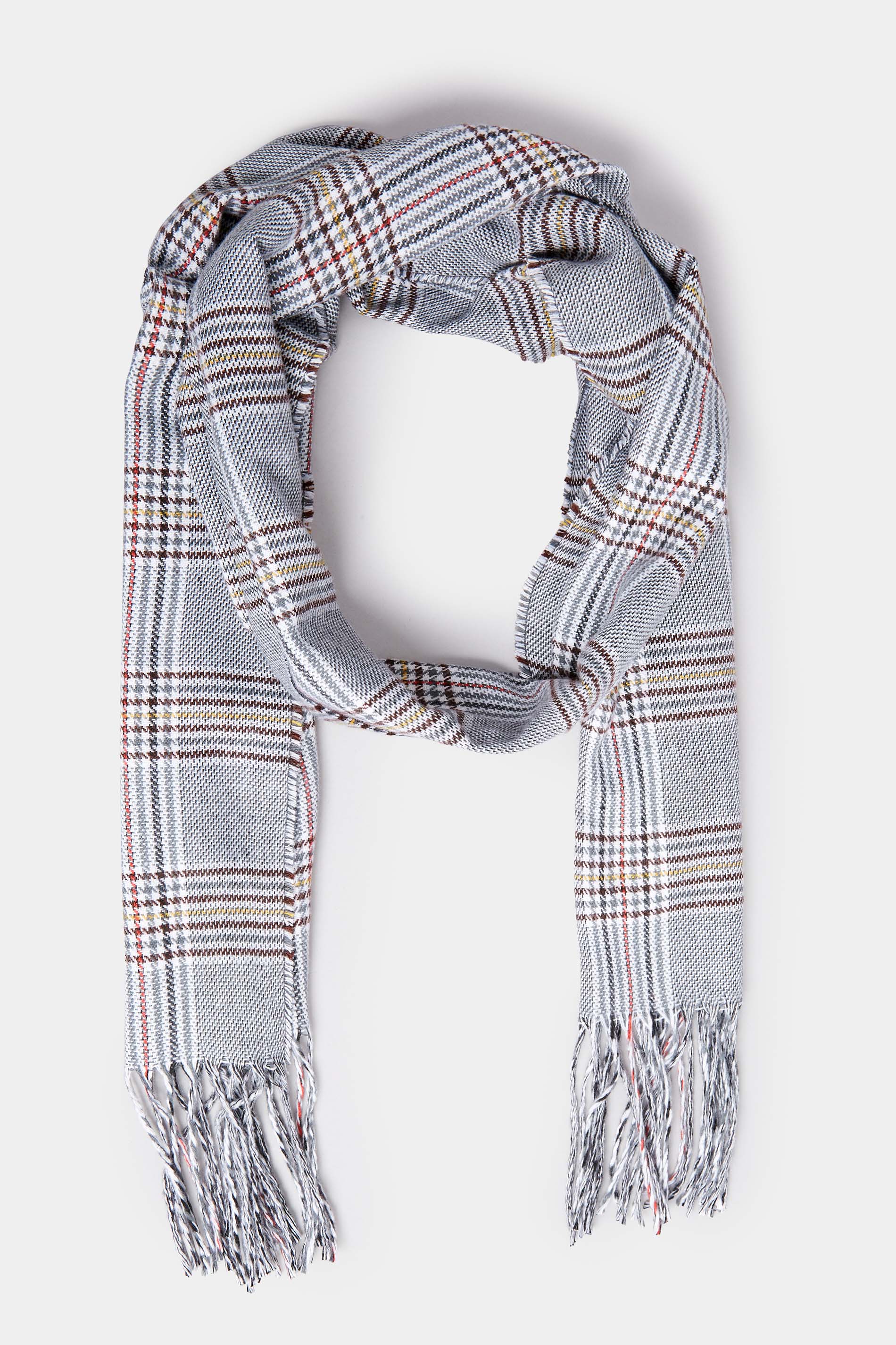 Grey Check Tassel Scarf | Yours Clothing  2