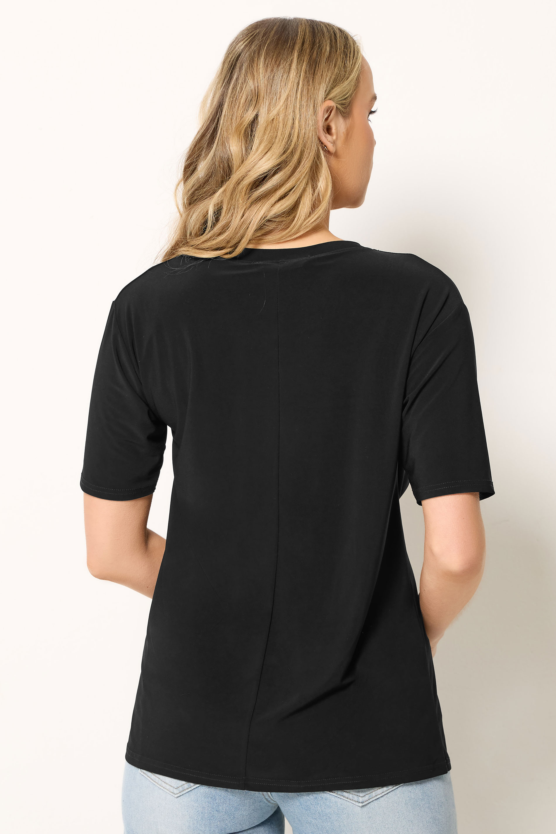 LTS Tall Black Metal Detail Oversized T-Shirt | Long Tall Sally 2