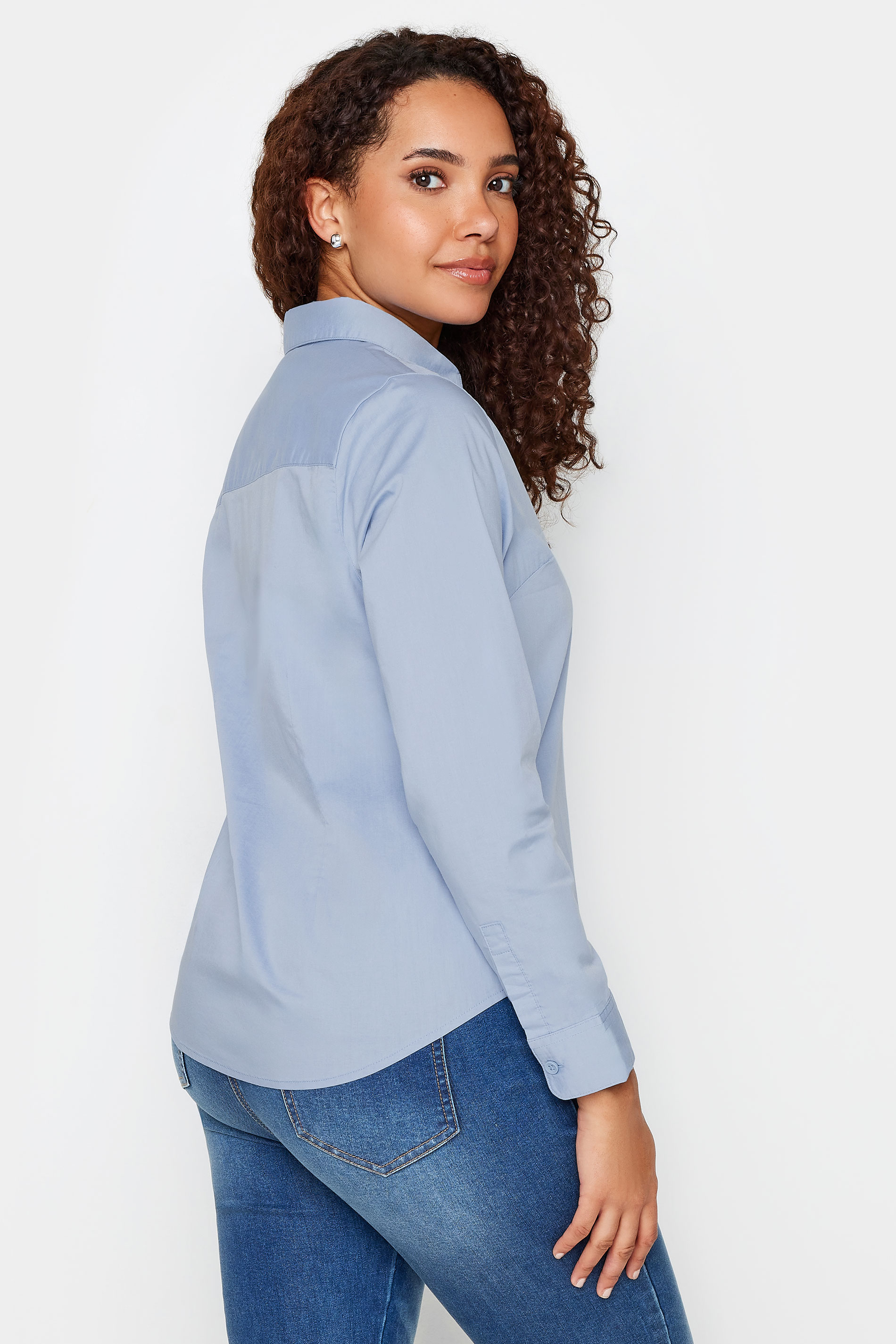 M&Co Blue Cotton Poplin Long Sleeve Shirt | M&Co 3