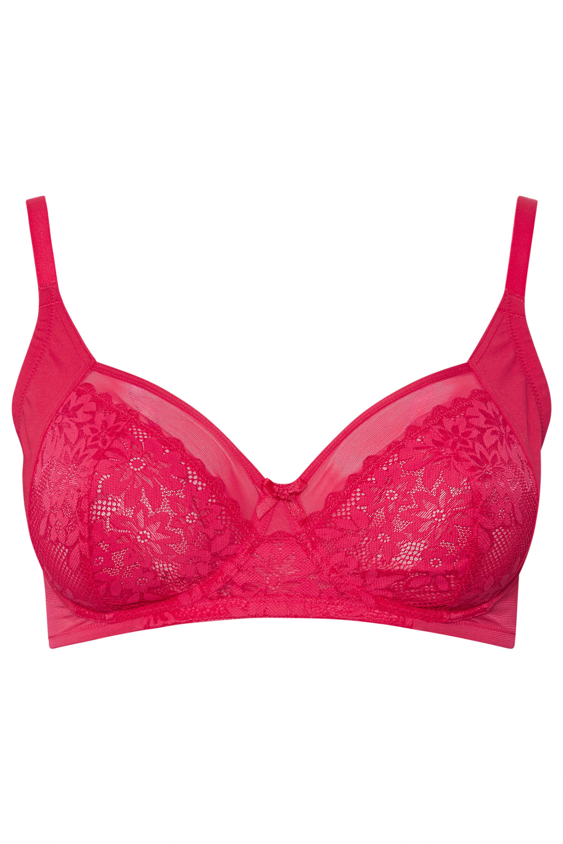 YOURSET 2 PACK Plus Size Pink & Black Lace Mesh Underwired Bras | Yours Clothing 9