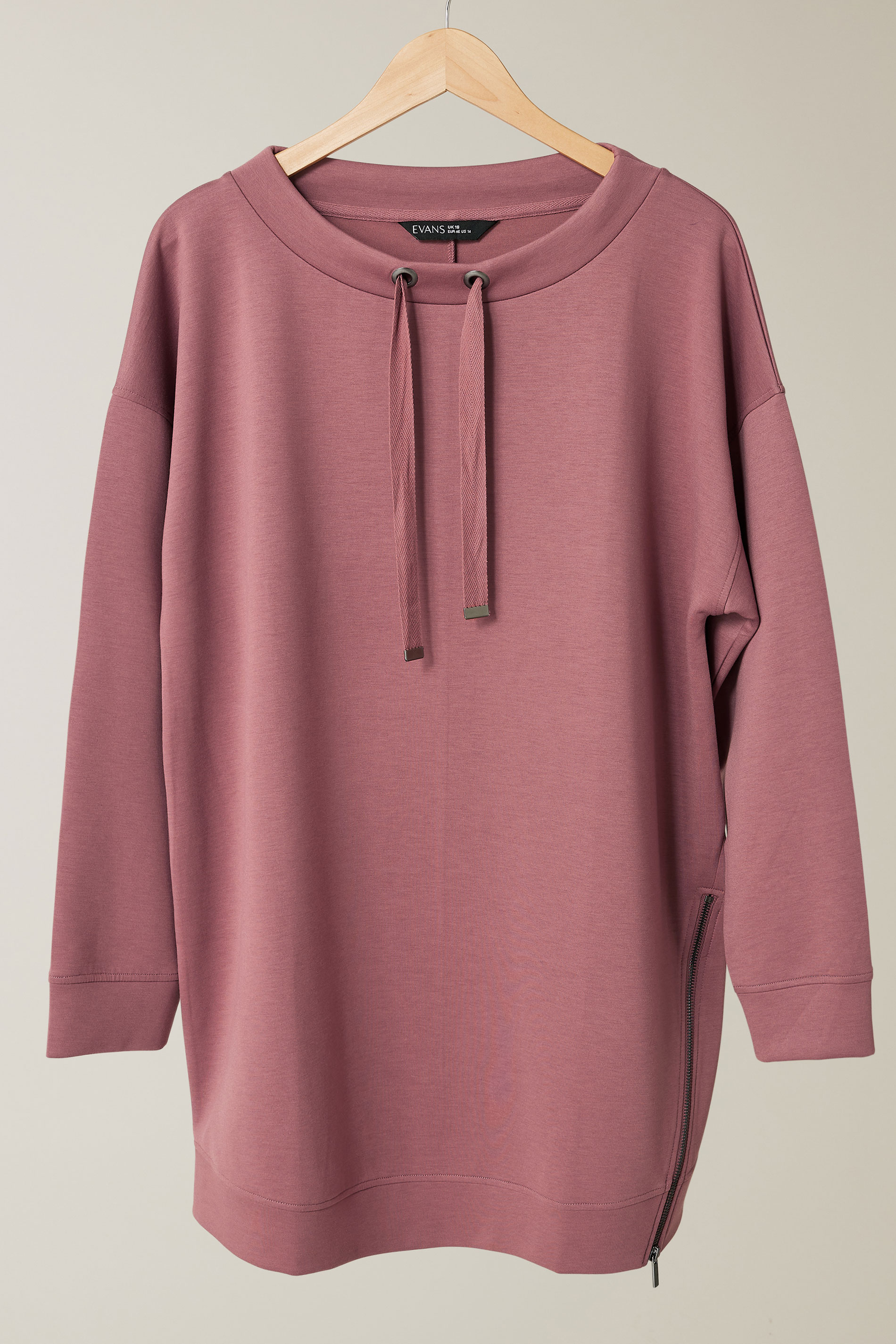 EVANS Plus Size Pink Luxe Zip Detail Sweatshirt | Evans  5