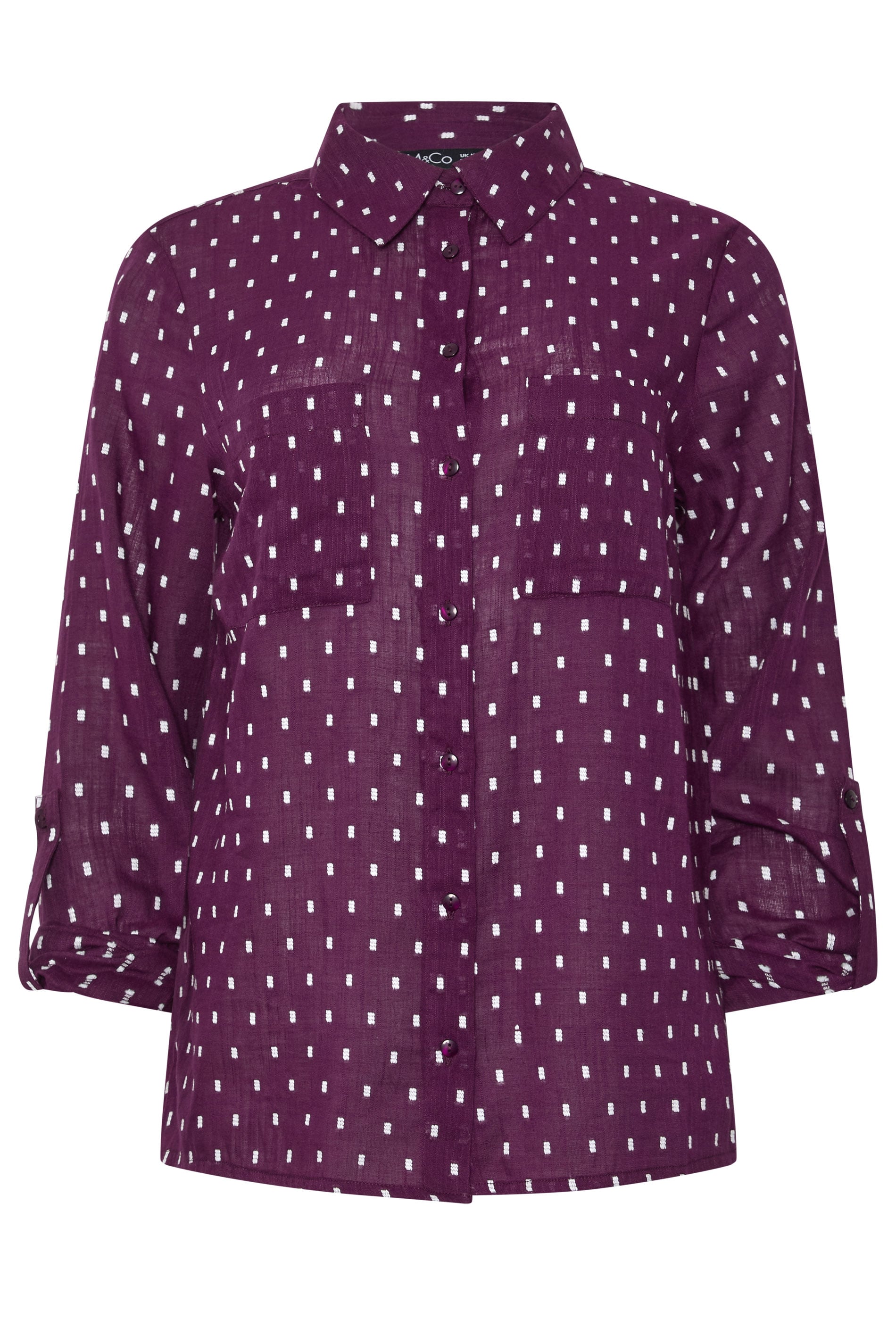 M&Co Women's Berry Purple Long Sleeve Dobby Shirt | M&Co 5