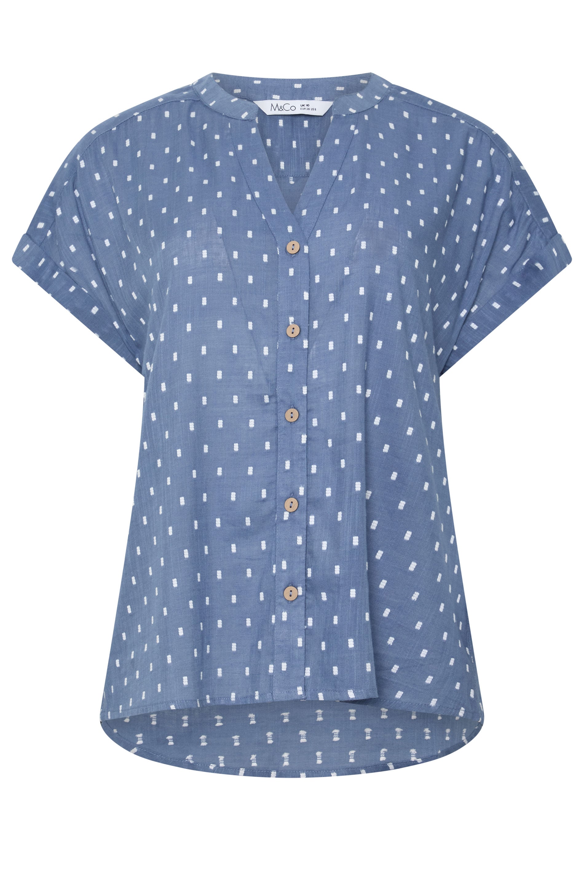 M&Co Women's Denim Blue Dobby Shirt | M&Co 5