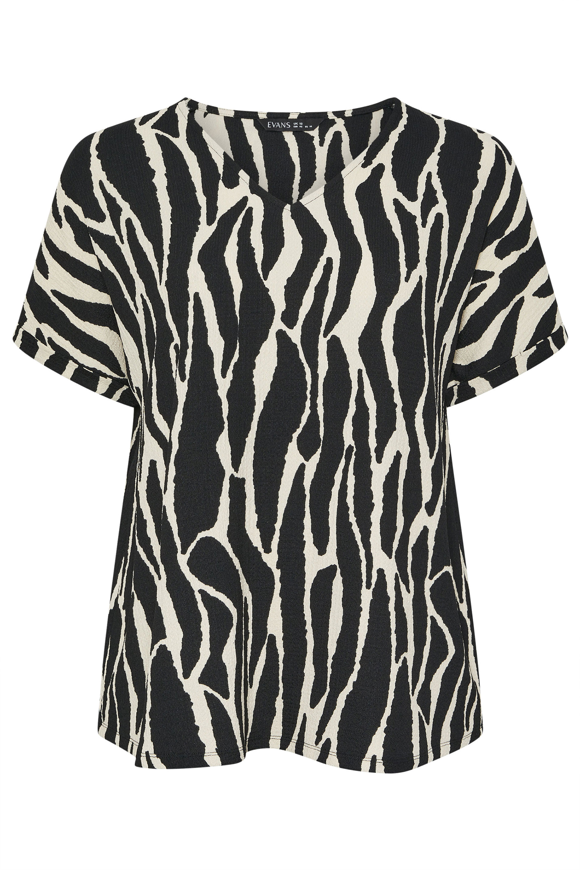 EVANS Plus Size Black Zebra Print V-Neck Top | Evans 6