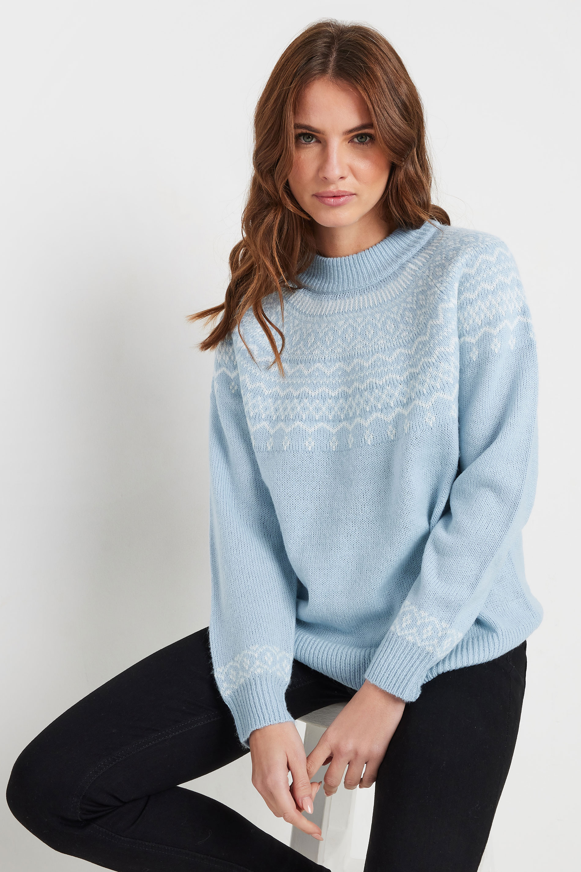 M&Co Light Blue Fairisle Knit Jumper | M&Co 1
