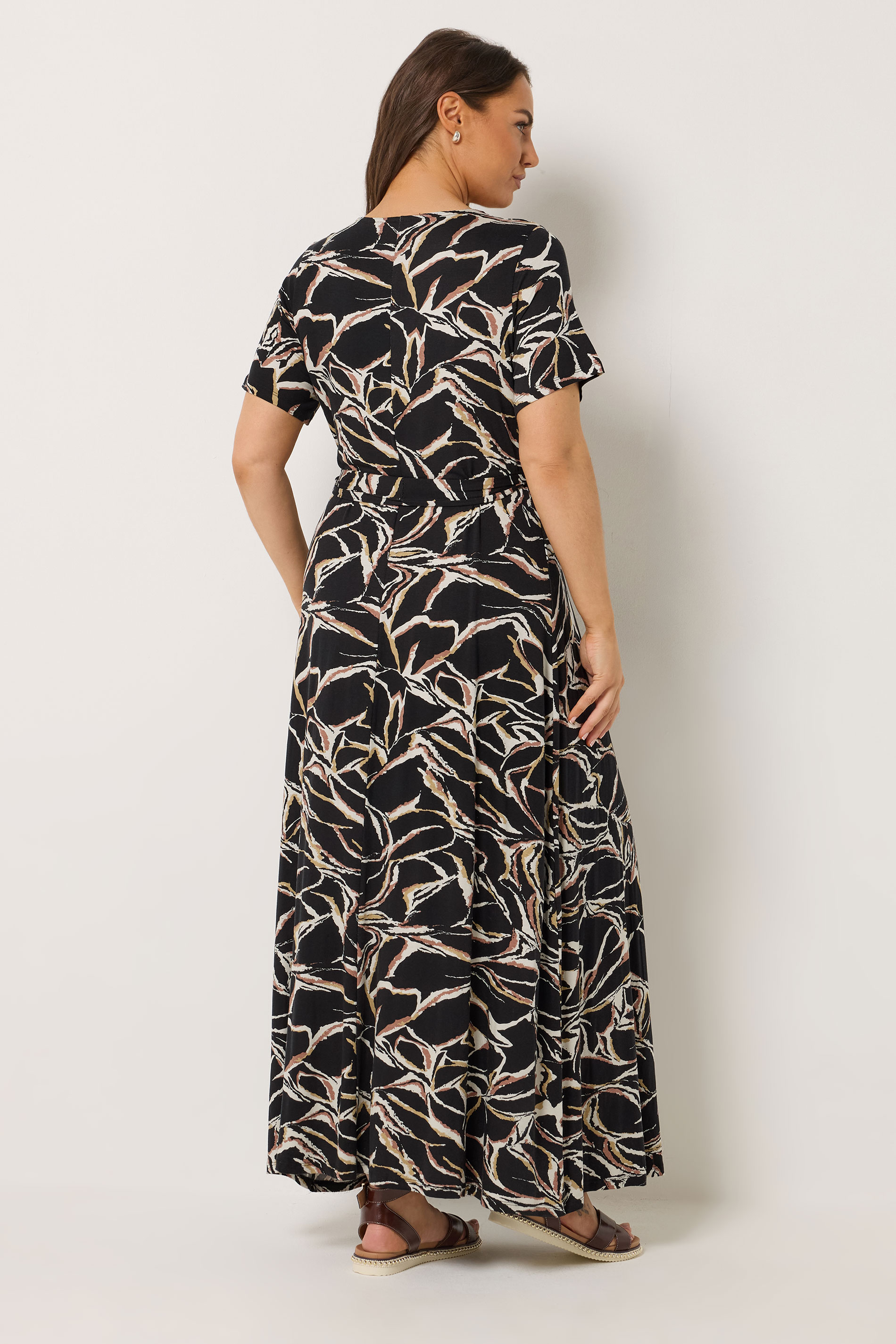 YOURS Plus Size Black Abstract Wrap Maxi Dress | Yours Clothing 3