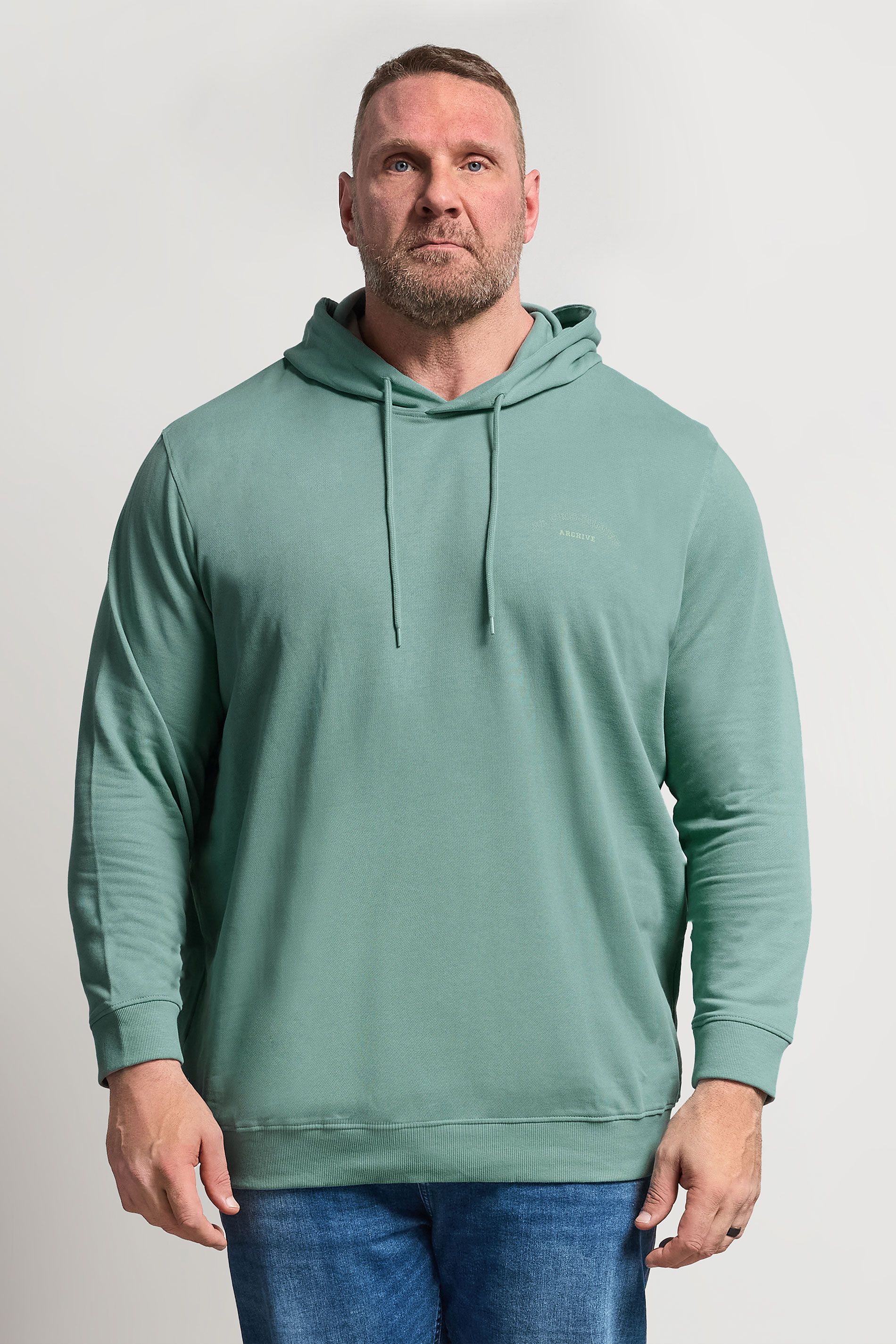 JACK & JONES Big & Tall Blue Printed Logo Hoodie  | BadRhino 3