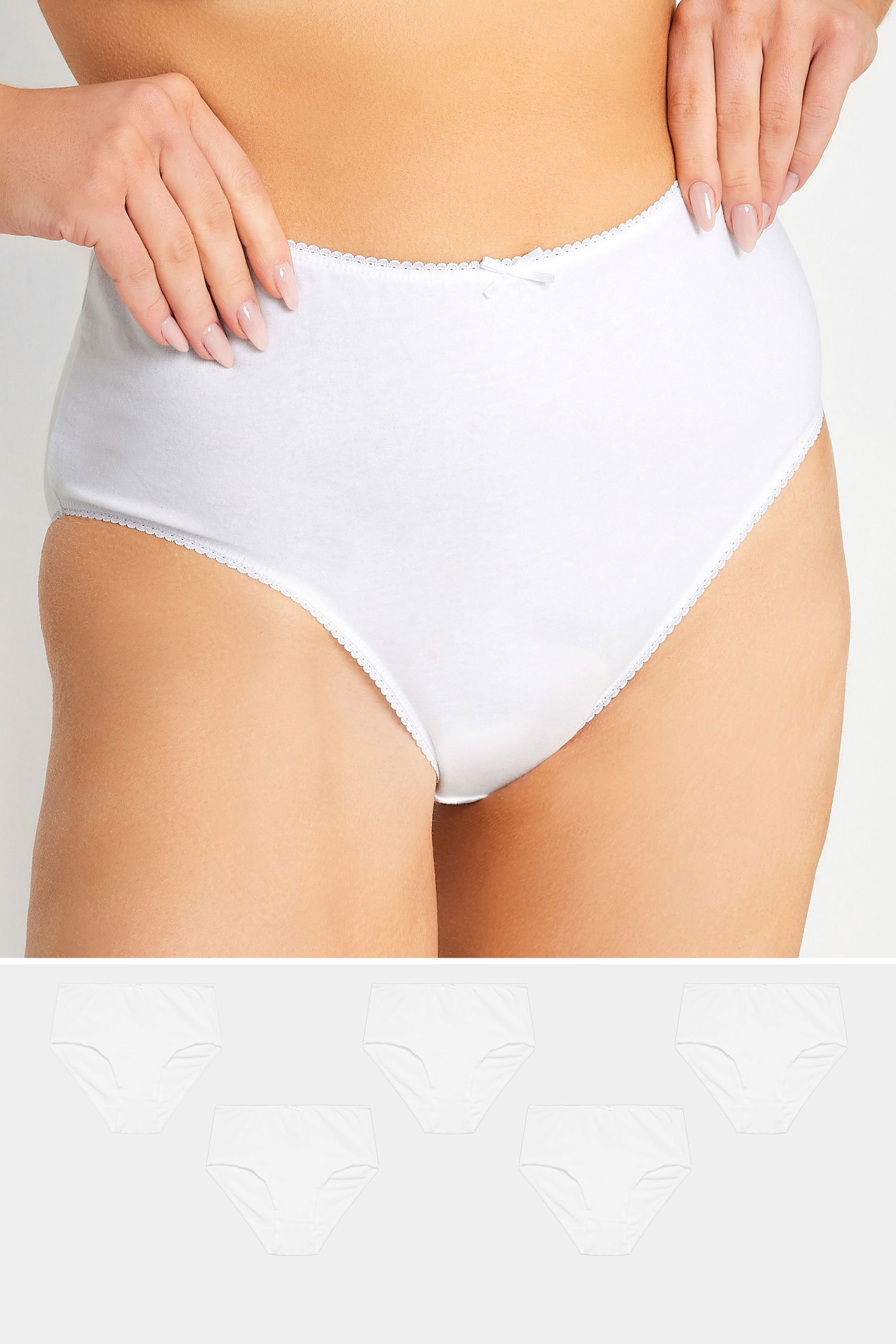M&Co White 5 PACK High Waisted Full Briefs | M&Co  1
