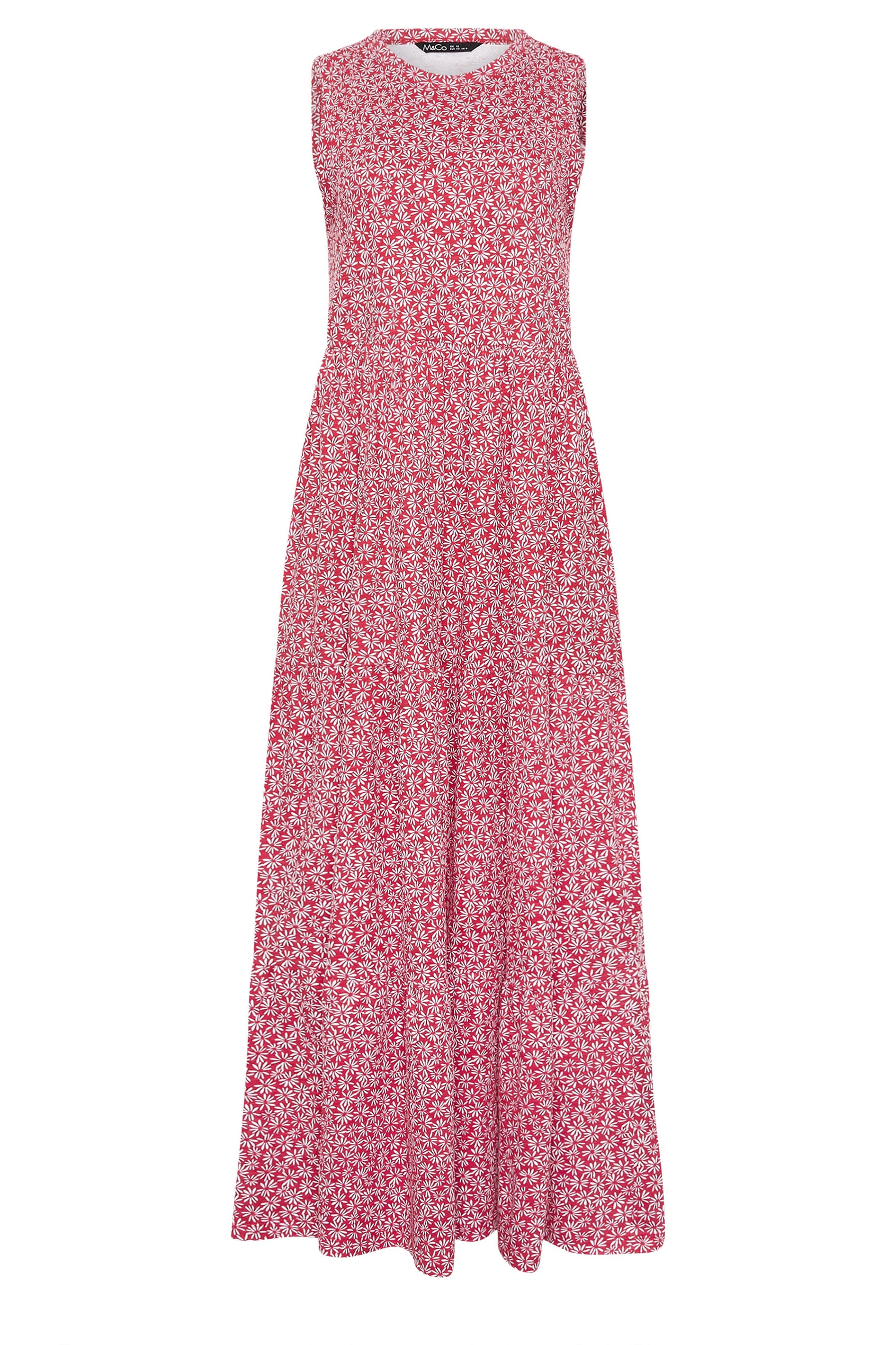 M&Co Red Floral Cotton Tiered Maxi Dress | M&Co 6