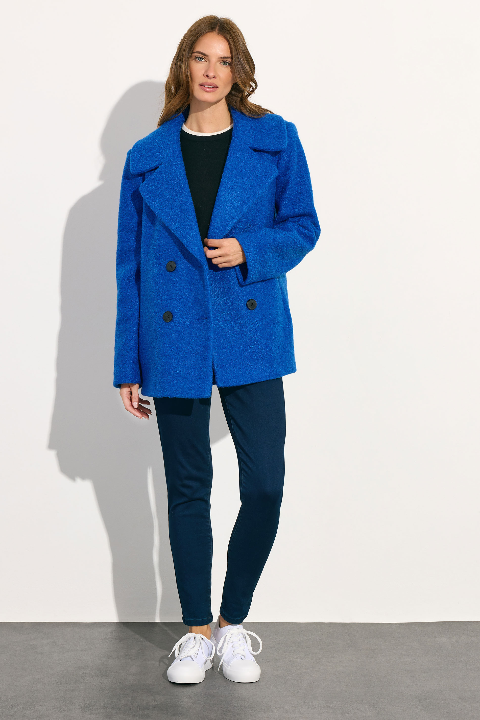 M&Co Coalt Blue Double Breasted Boucle Jacket | M&Co 2
