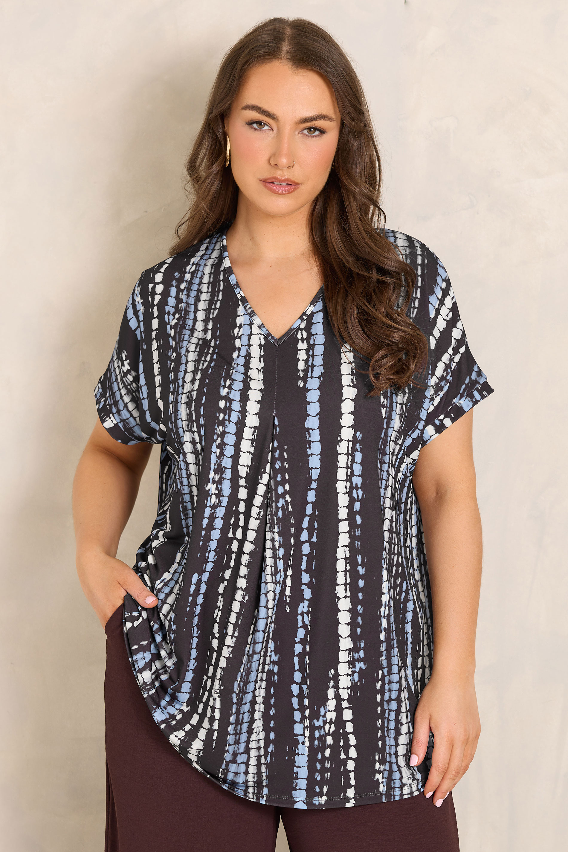 EVANS Plus Size Brown Tie Dye Swing Top | Evans 3
