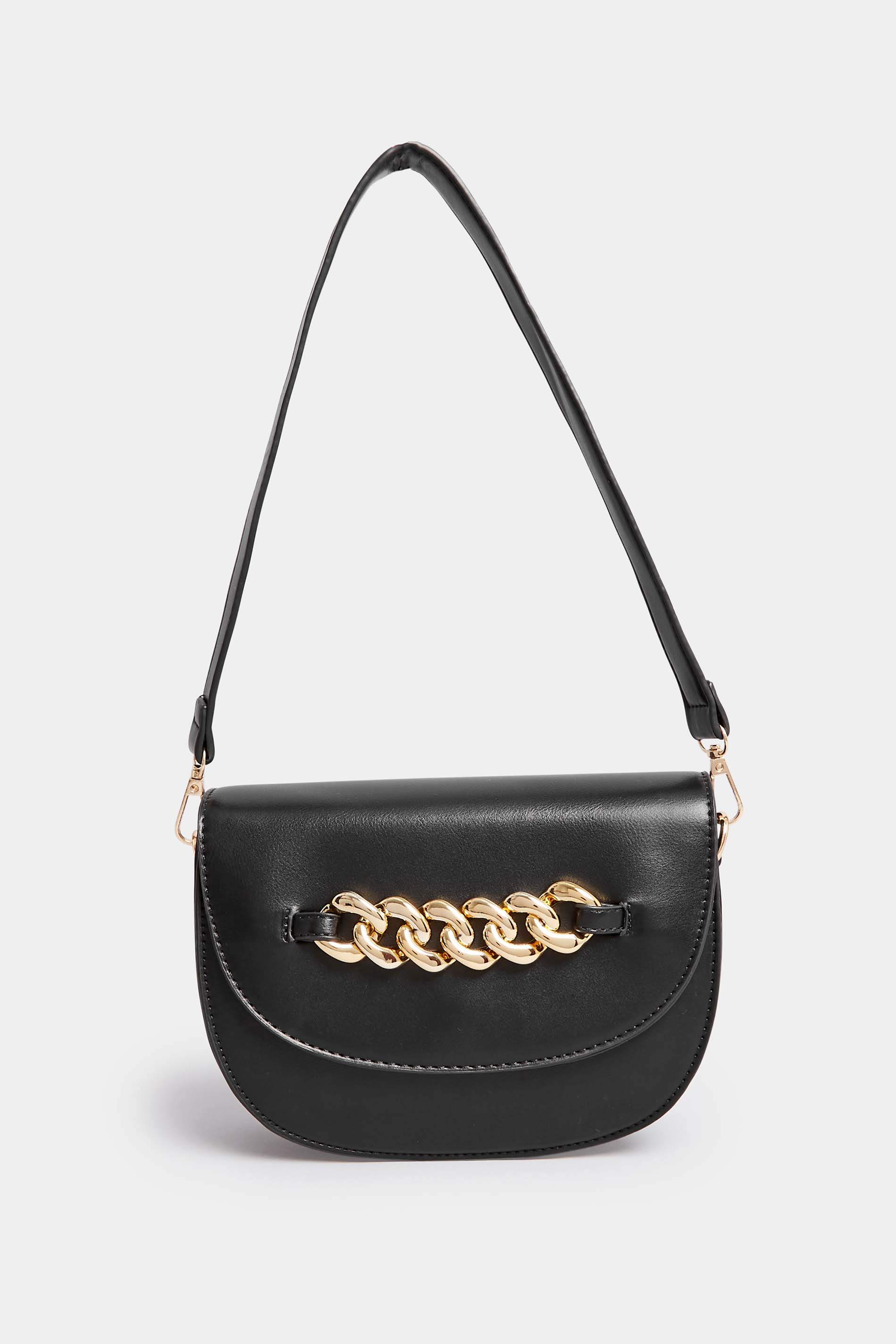 Black Chain Detail Shoulder Bag | Yours Clothing 3