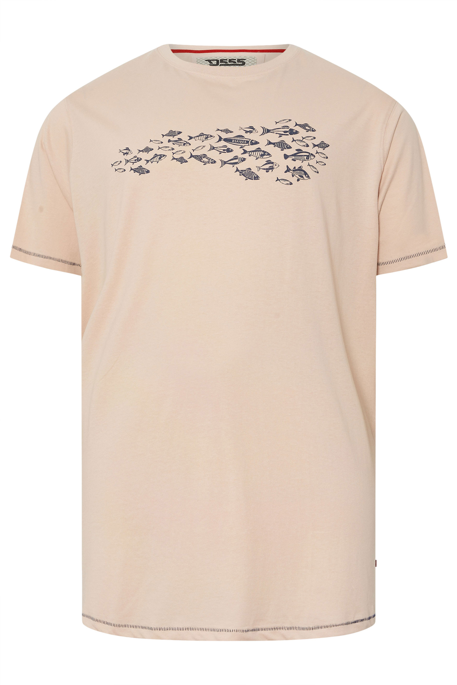 D555 Big & Tall Dusty Pink Shoal Fish T-Shirt | BadRhino 2